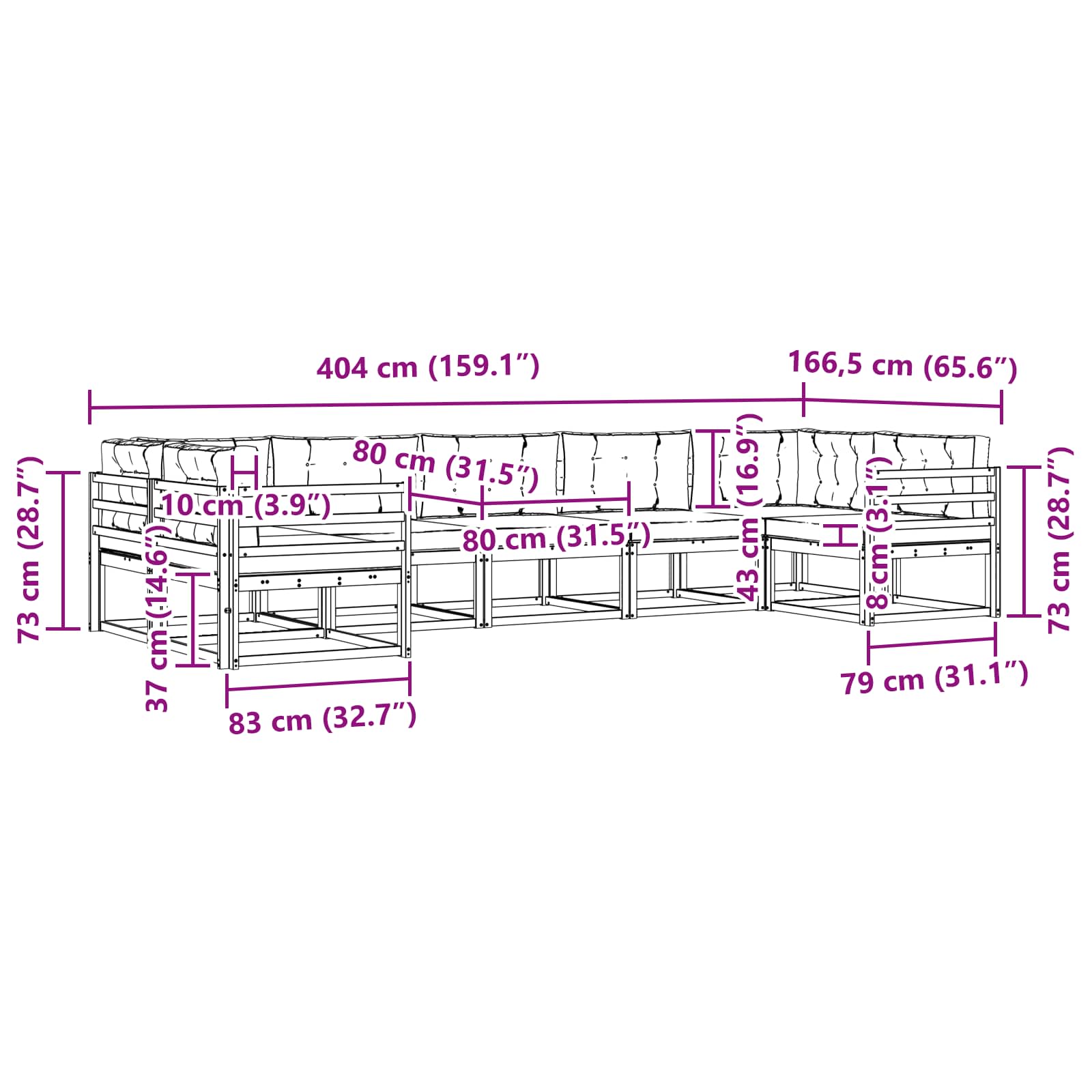 Set vanjskih sofa s jastukom 7 pcs Bijela i krem