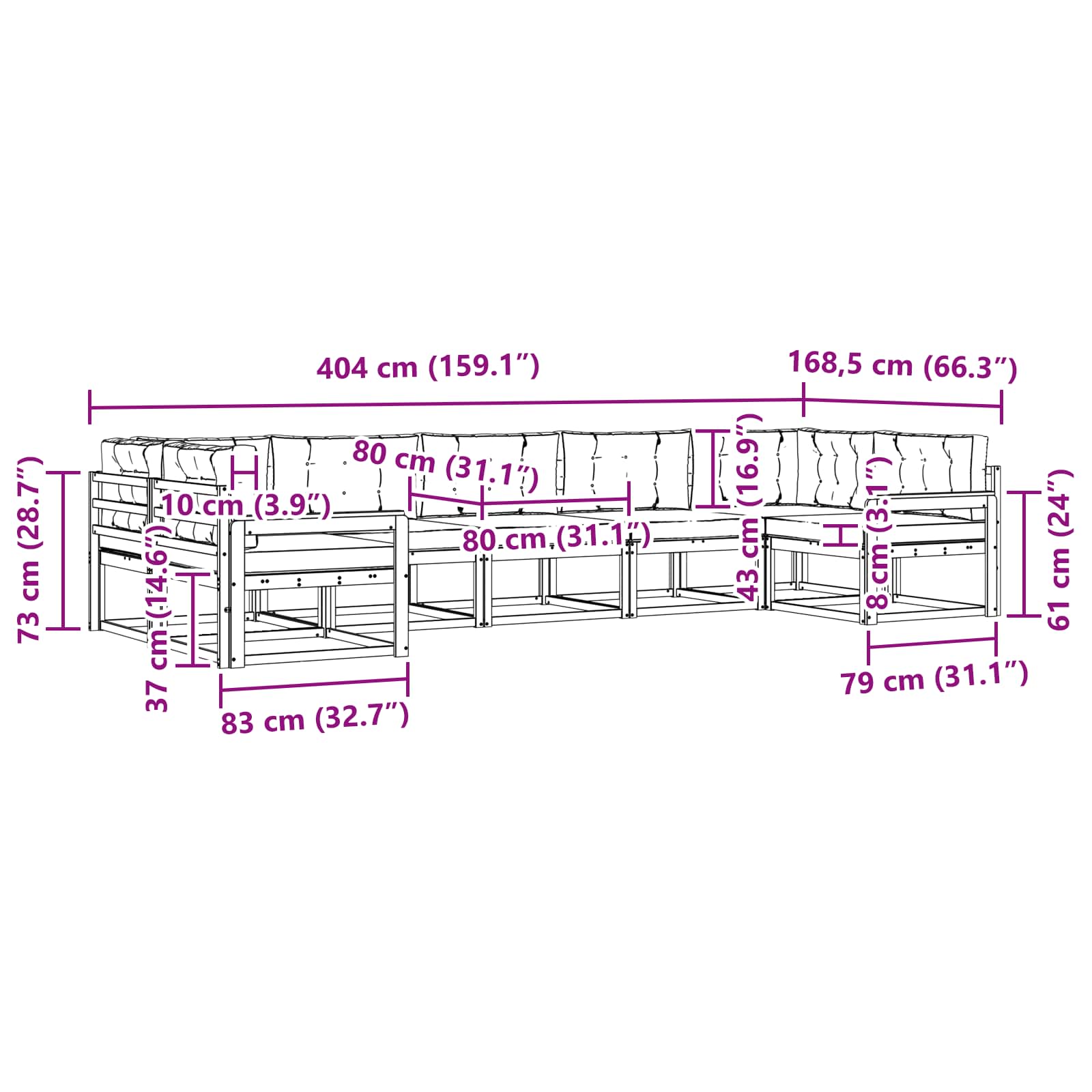 Set vanjskih sofa s jastukom 7 pcs Bijela i svjetlosiva