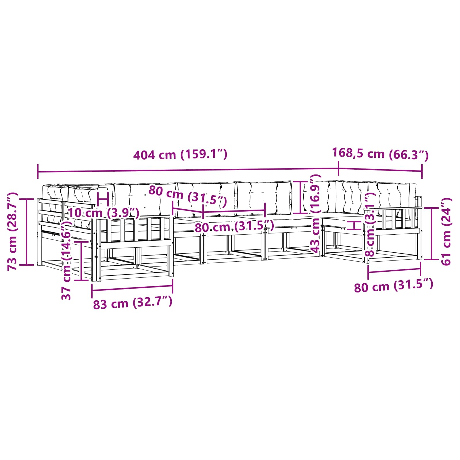 Set vanjskih sofa s jastukom 7 pcs Bijela i antracit