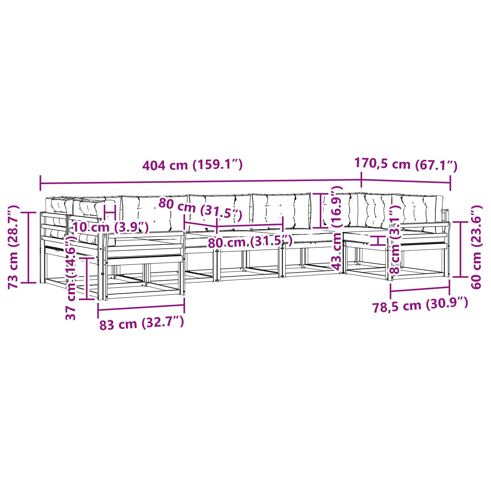 Set vanjskih sofa s jastukom 7 pcs Bijela i svjetlosiva