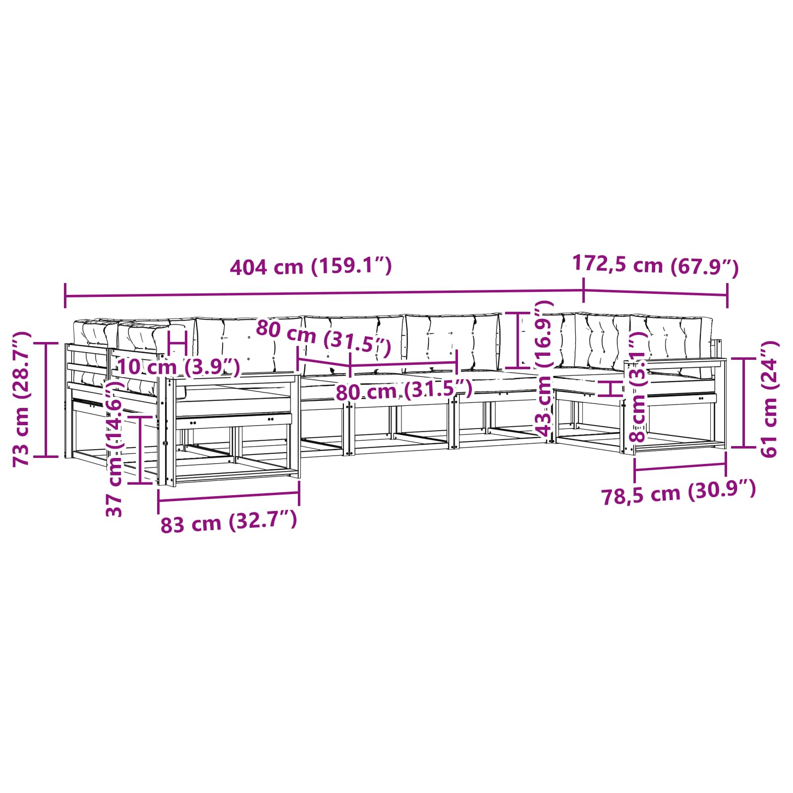 Set vanjskih sofa s jastukom 7 pcs Bijela i antracit