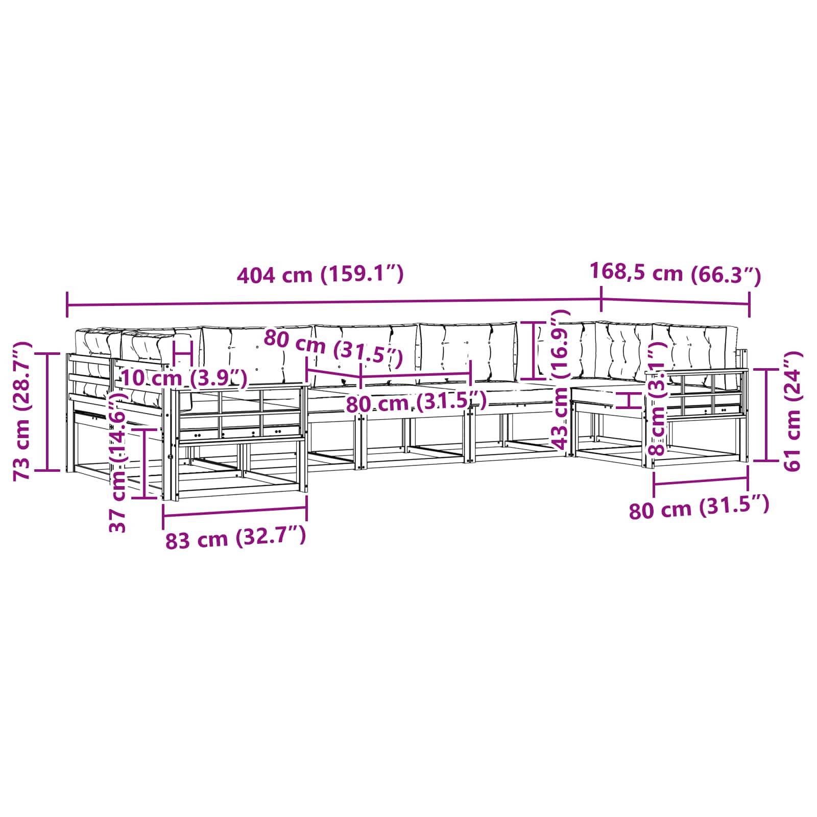 Set vanjskih sofa s jastukom 7 pcs Bijela i krem