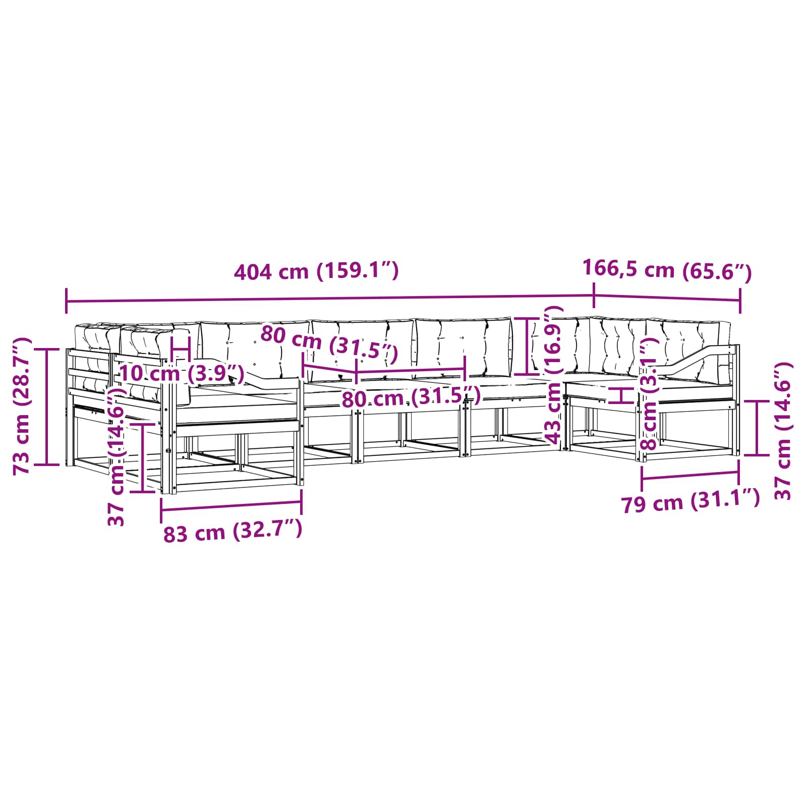 Set vanjskih sofa s jastukom 7 pcs Bijela i svjetlosiva