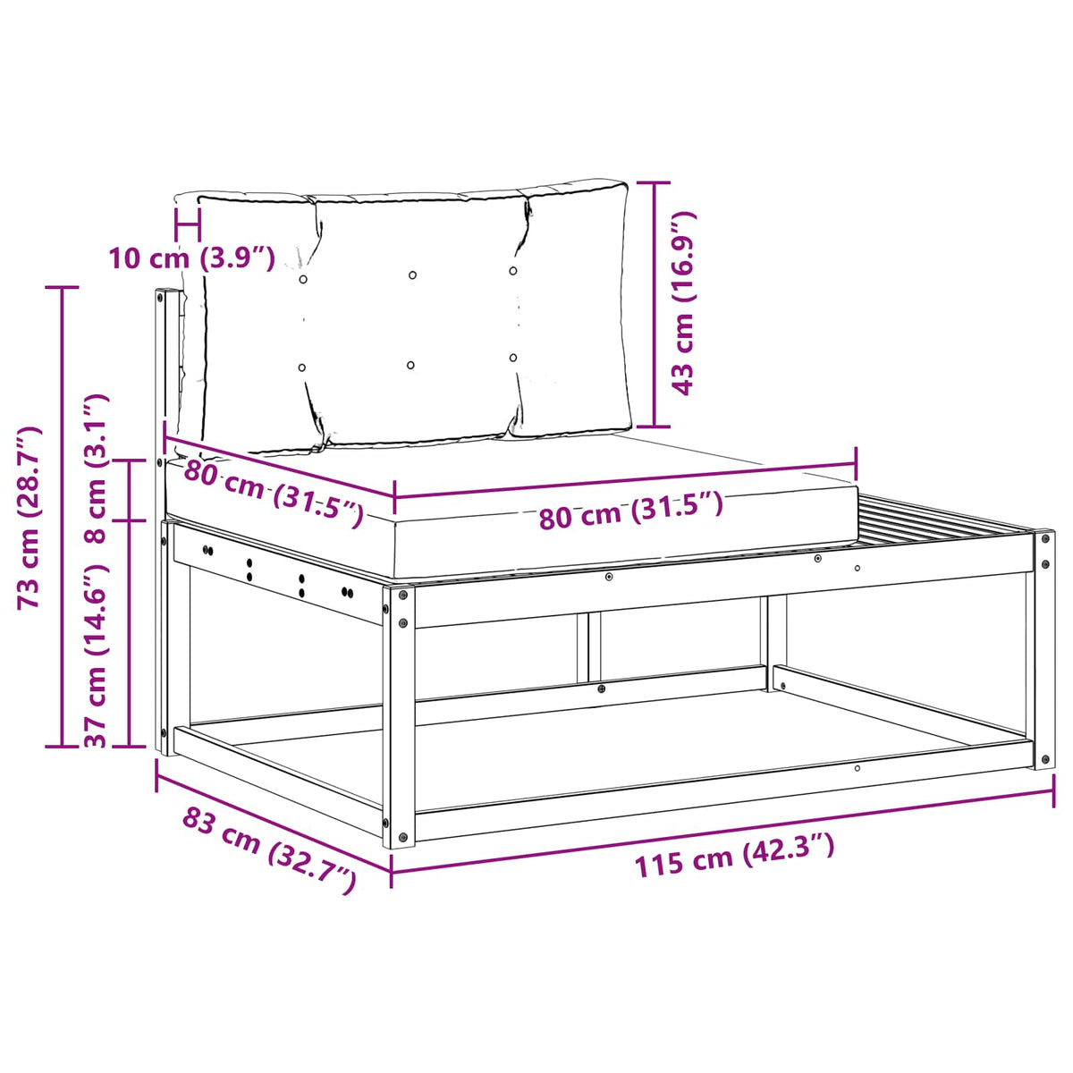 Set vanjskih sofa Poliester Bijela