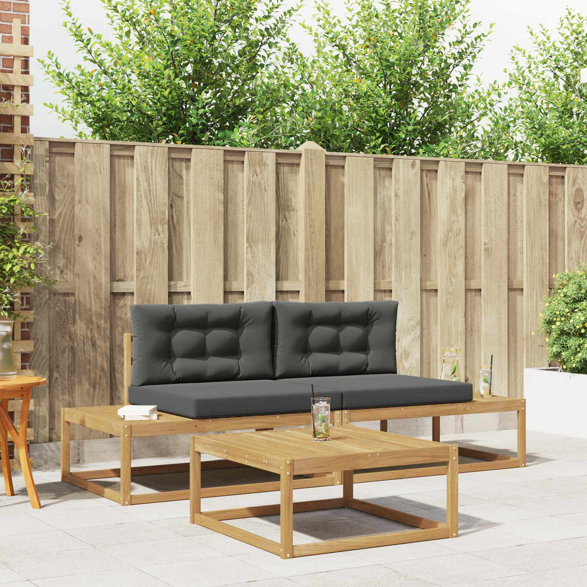 Set vanjskih sofa Poliester Bijela