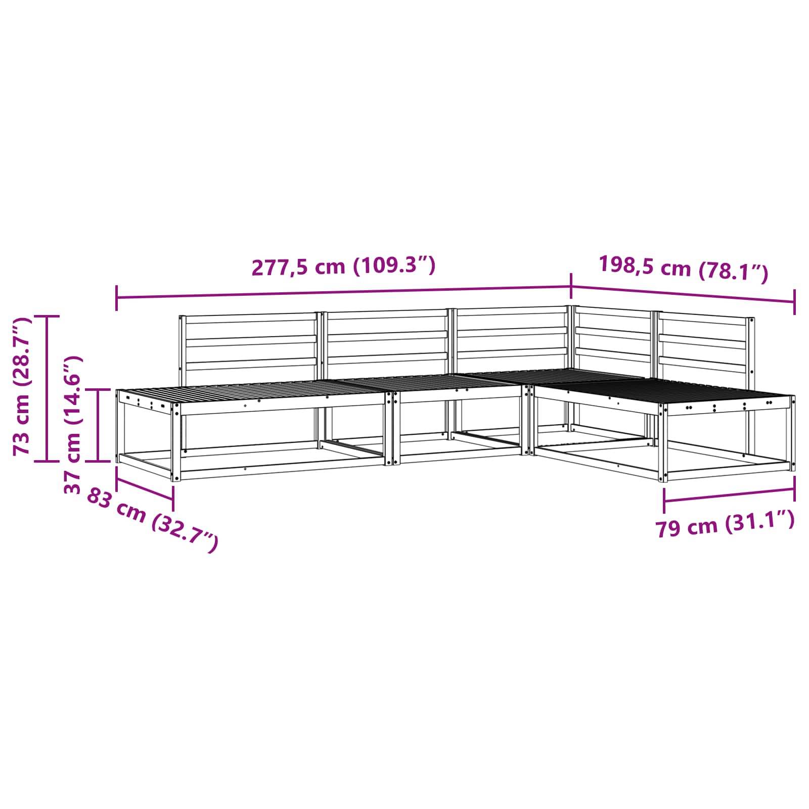 Set vanjskih sofa 4 Komad