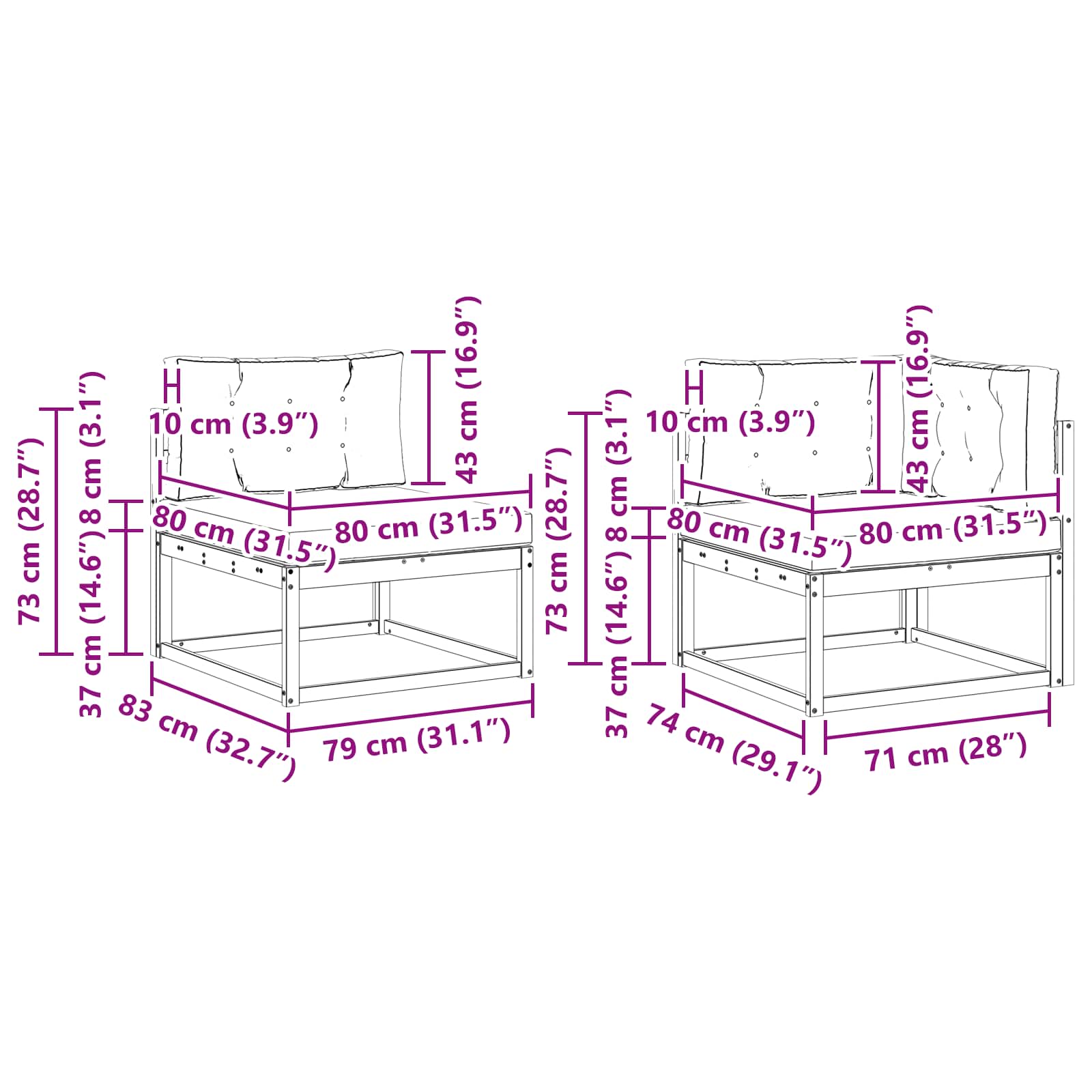 Set vanjskih sofa s jastukom 9 pcs Bijela i antracit