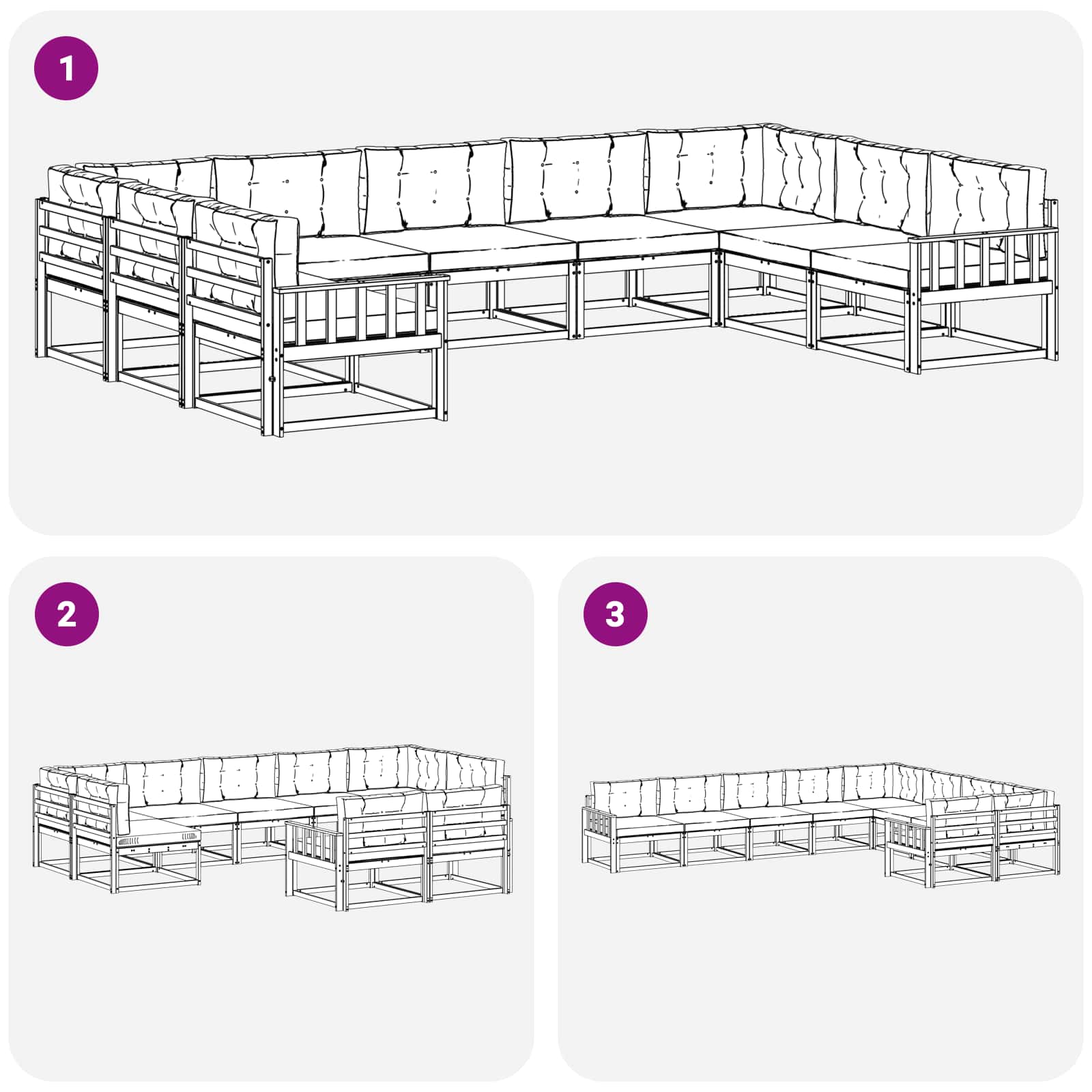 Set vanjskih sofa s jastukom 9 pcs Bijela i bež