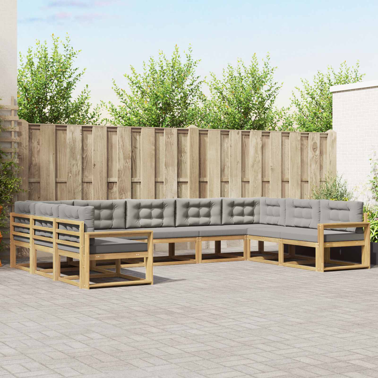 Set vanjskih sofa s jastukom 9 pcs Bijela i svjetlosiva