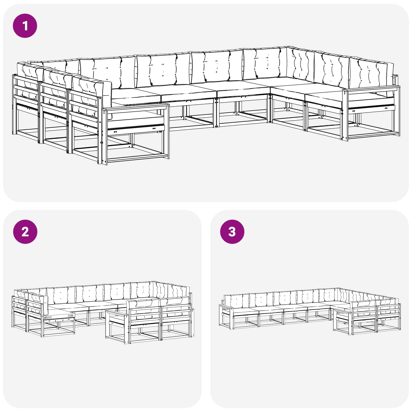 Set vanjskih sofa s jastukom 9 pcs Bijela i antracit