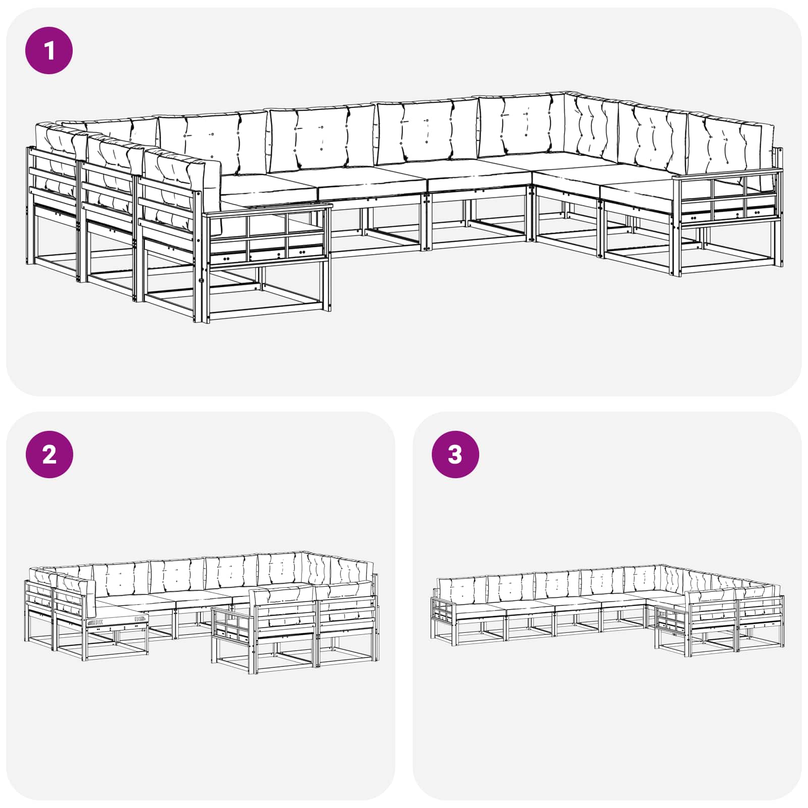 Set vanjskih sofa s jastukom 9 pcs Bijela i bež