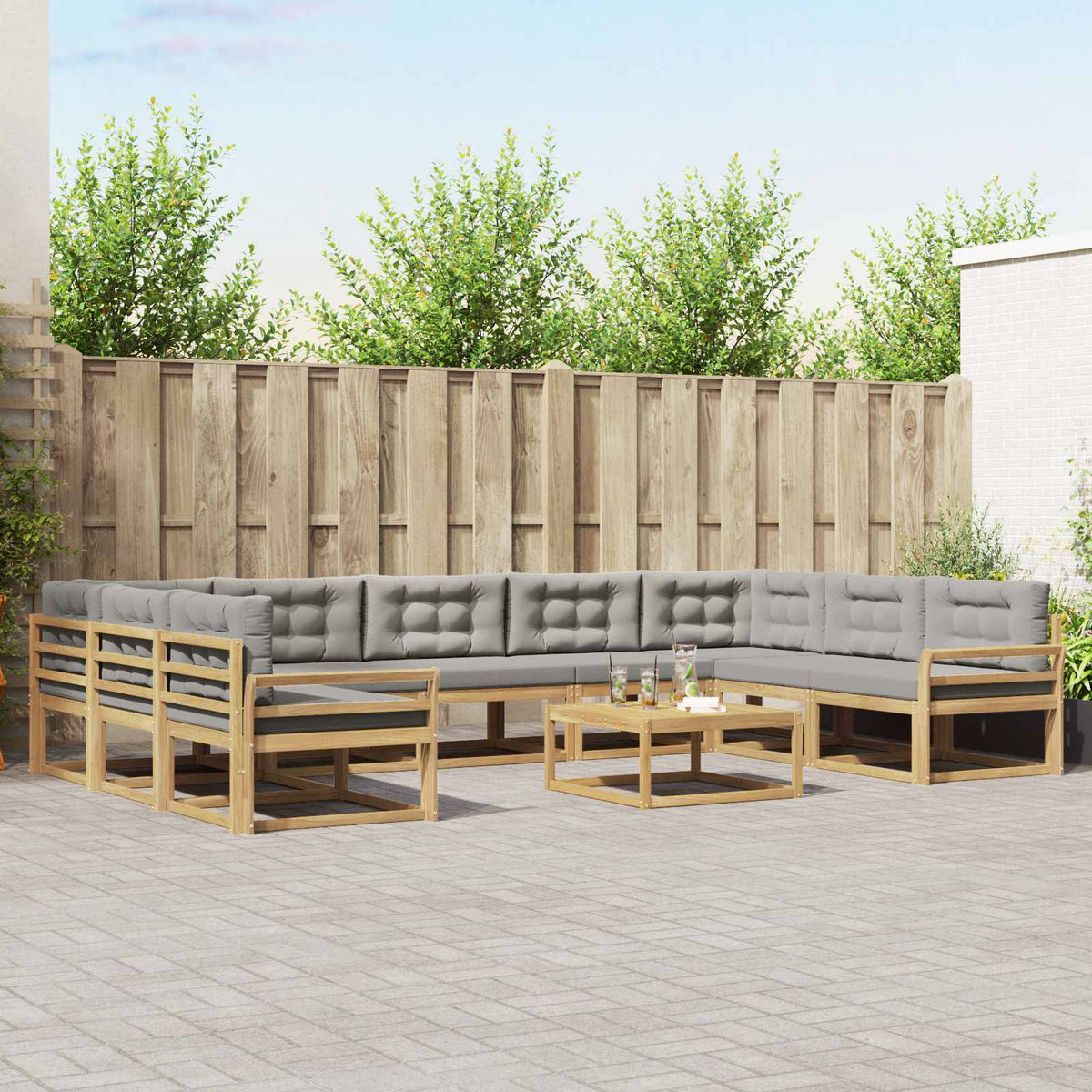 Set vanjskih sofa 10 kom. Bijela i svjetlosiva