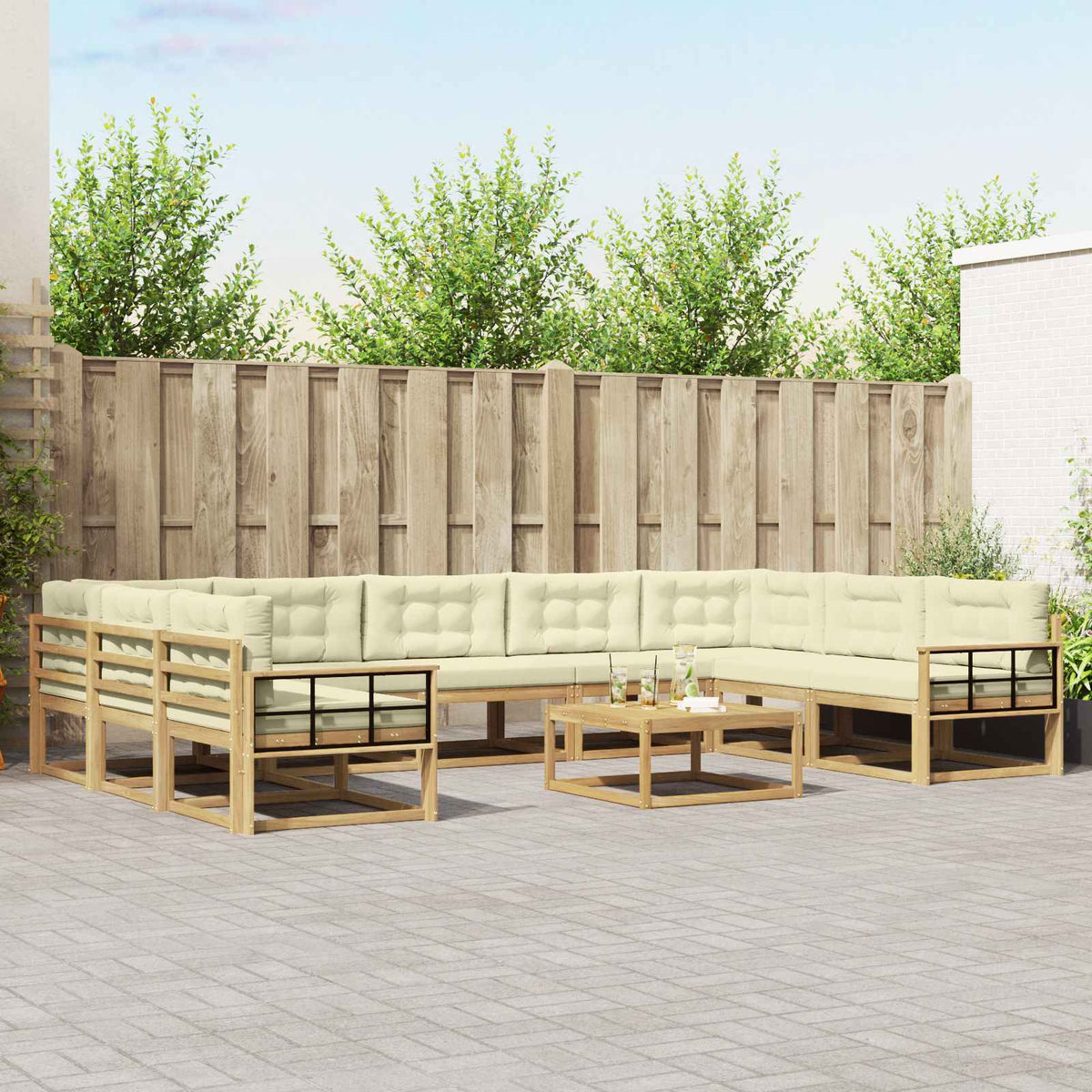 Set vanjskih sofa 10 kom. Bijela i krem