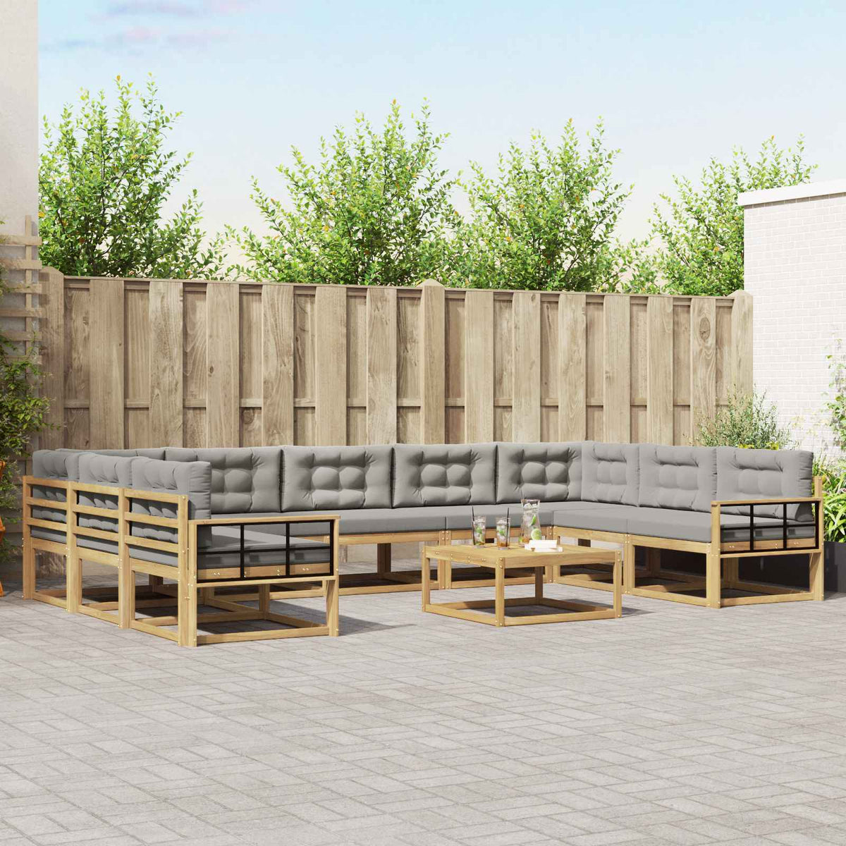 Set vanjskih sofa 10 kom. Bijela i svjetlosiva