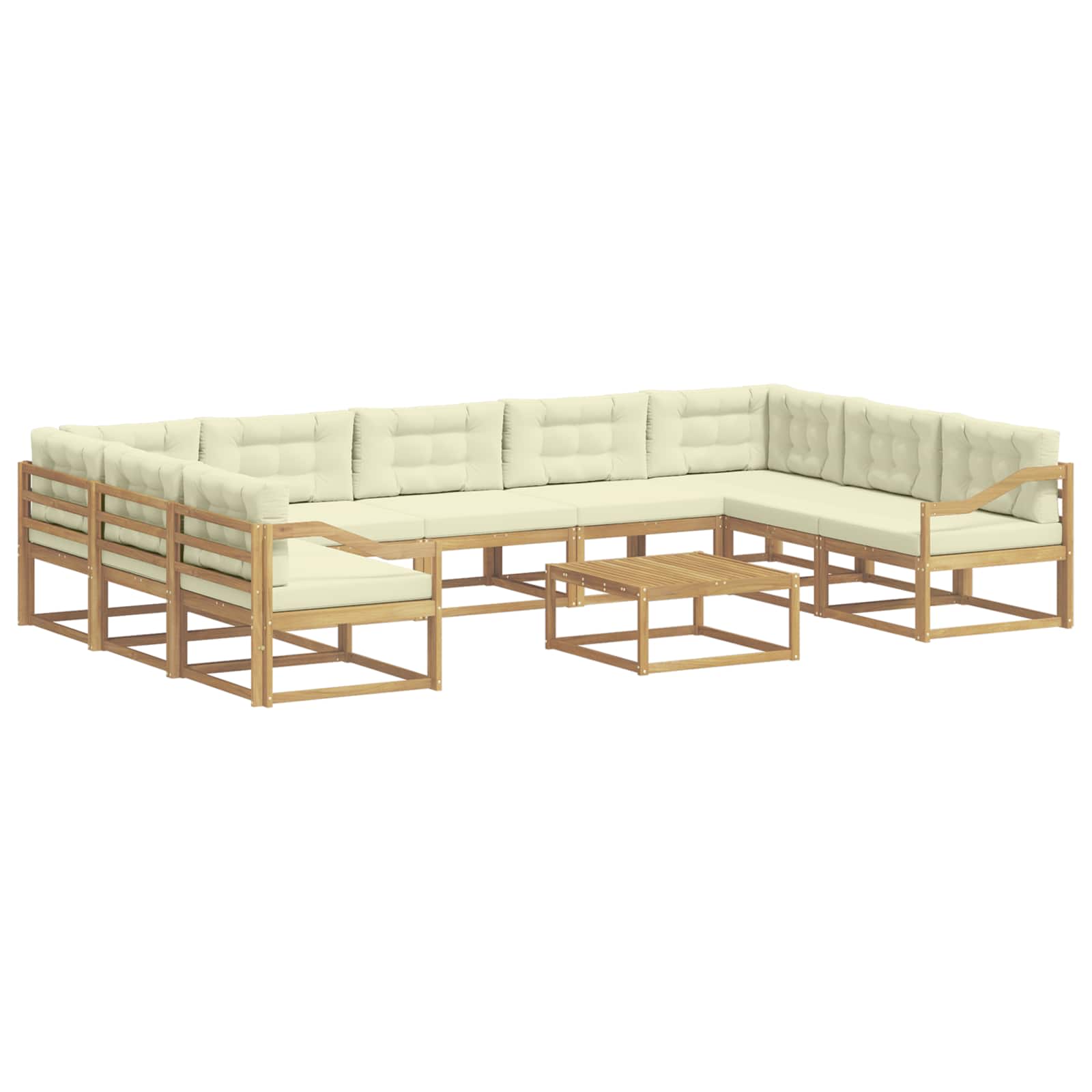 Set vanjskih sofa s jastukom 10 pcs Bijela i krem