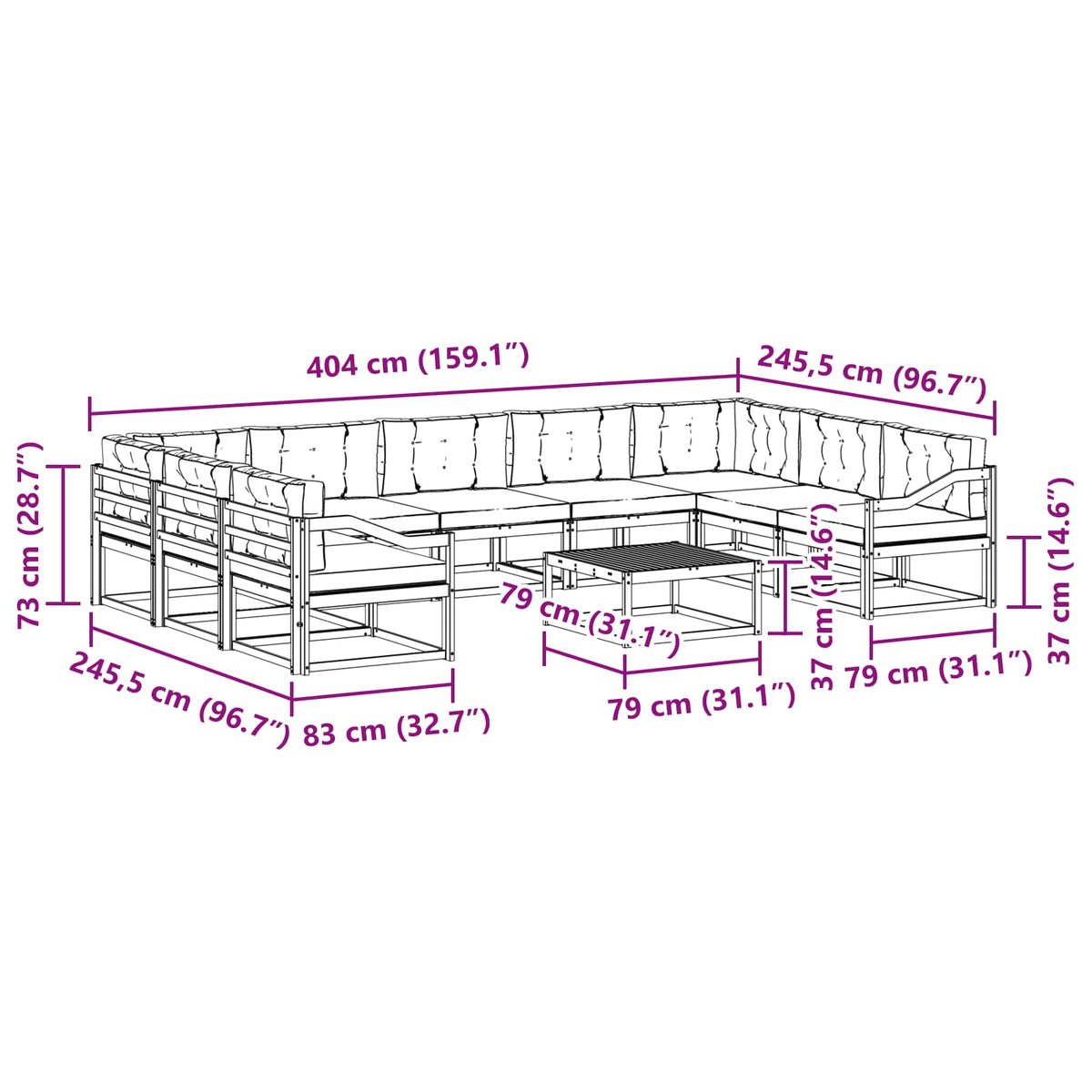 Set vanjskih sofa 10 kom. Bijela i krem