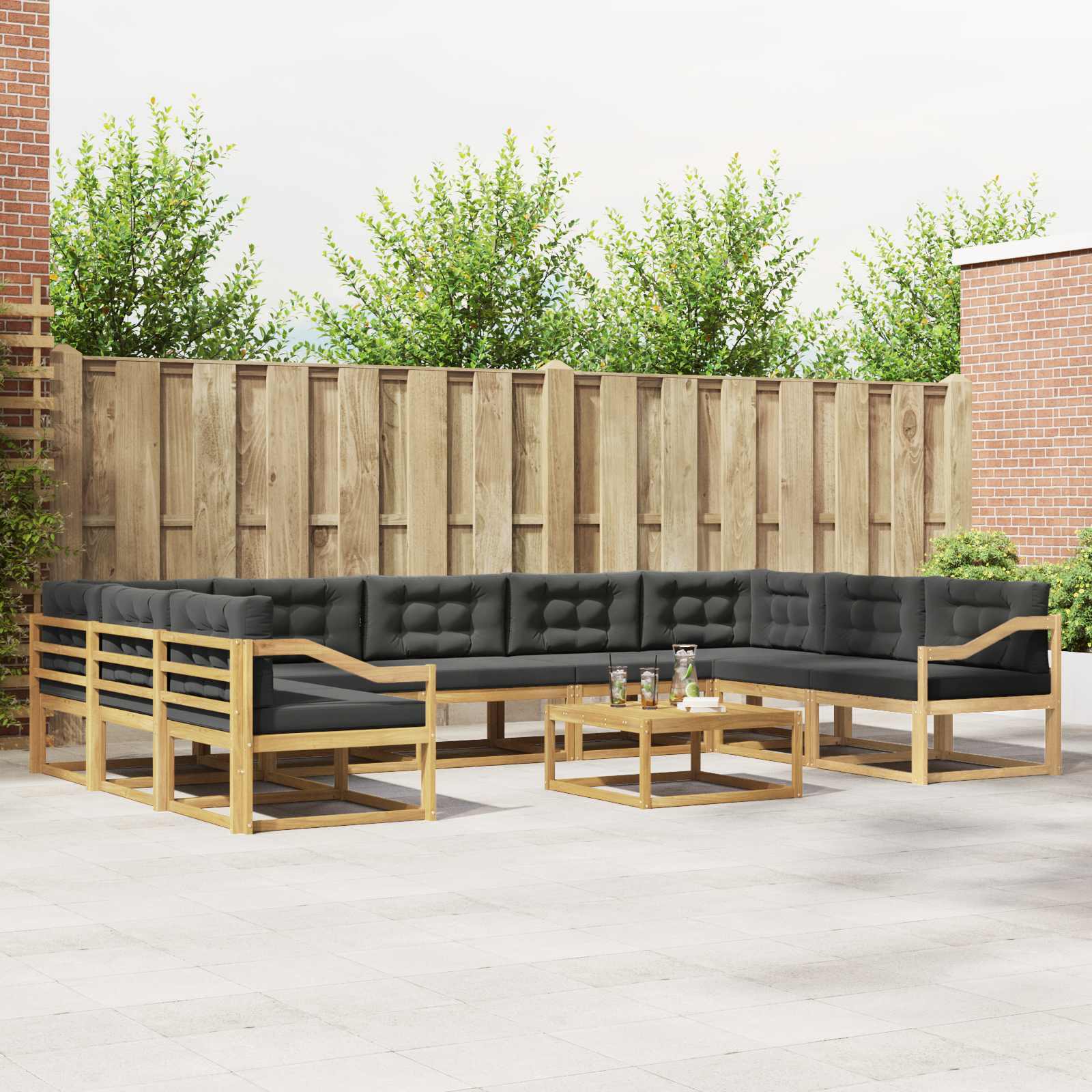 Set vanjskih sofa s jastukom 10 pcs Bijela i antracit
