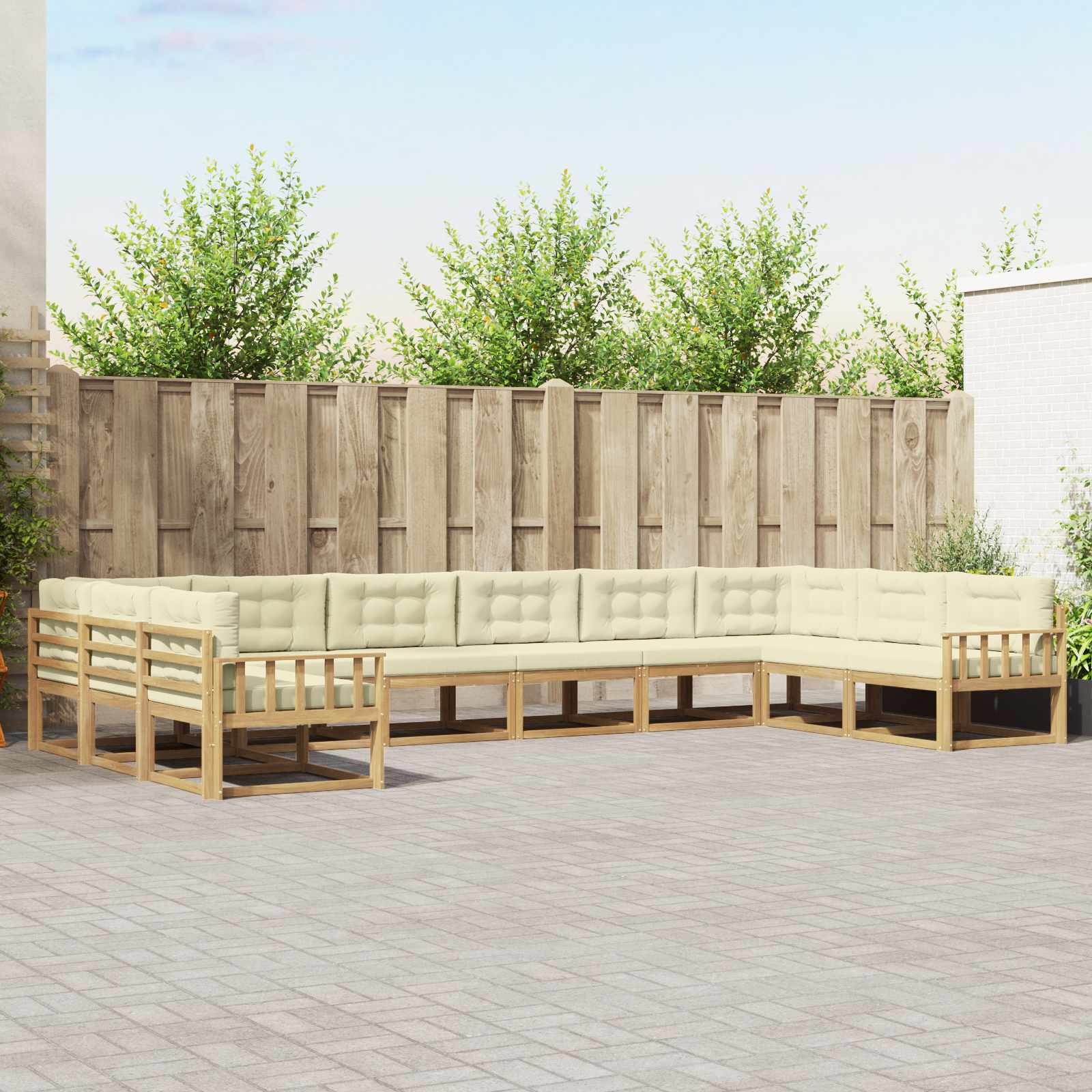 Set vanjskih sofa s jastukom 10 pcs Bijela i krem