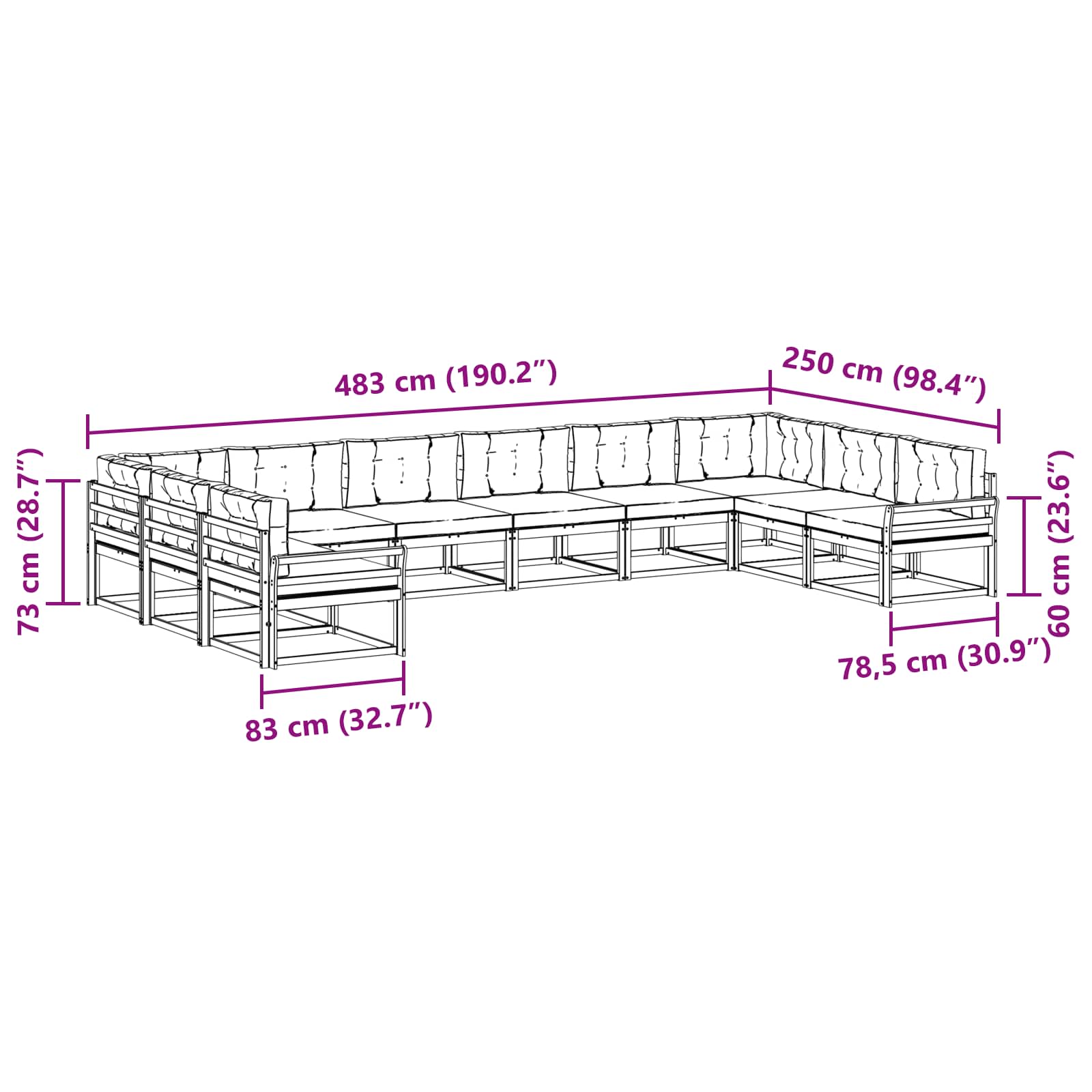 Set vanjskih sofa s jastukom 10 pcs Bijela i krem