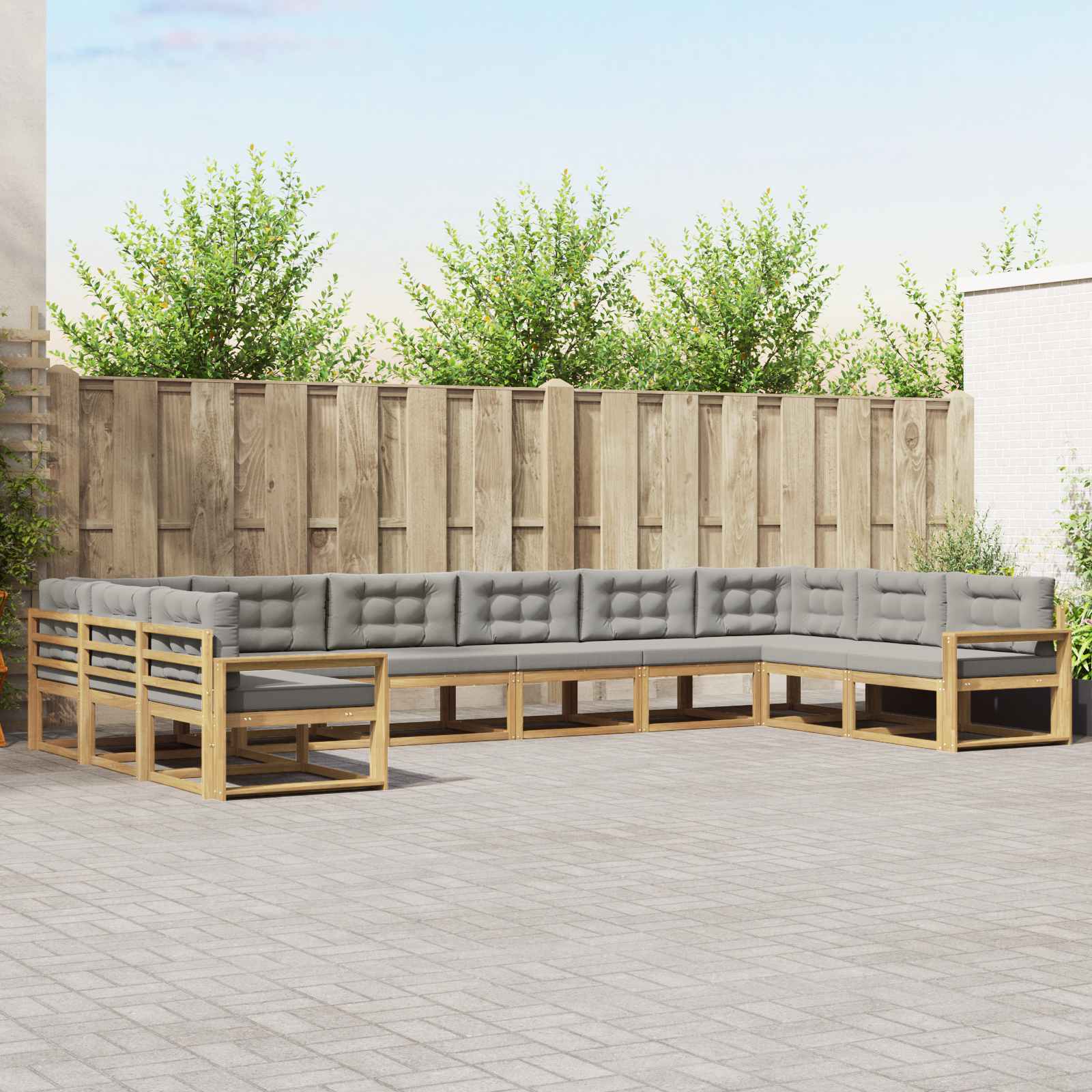 Set vanjskih sofa s jastukom 10 pcs Bijela i svjetlosiva