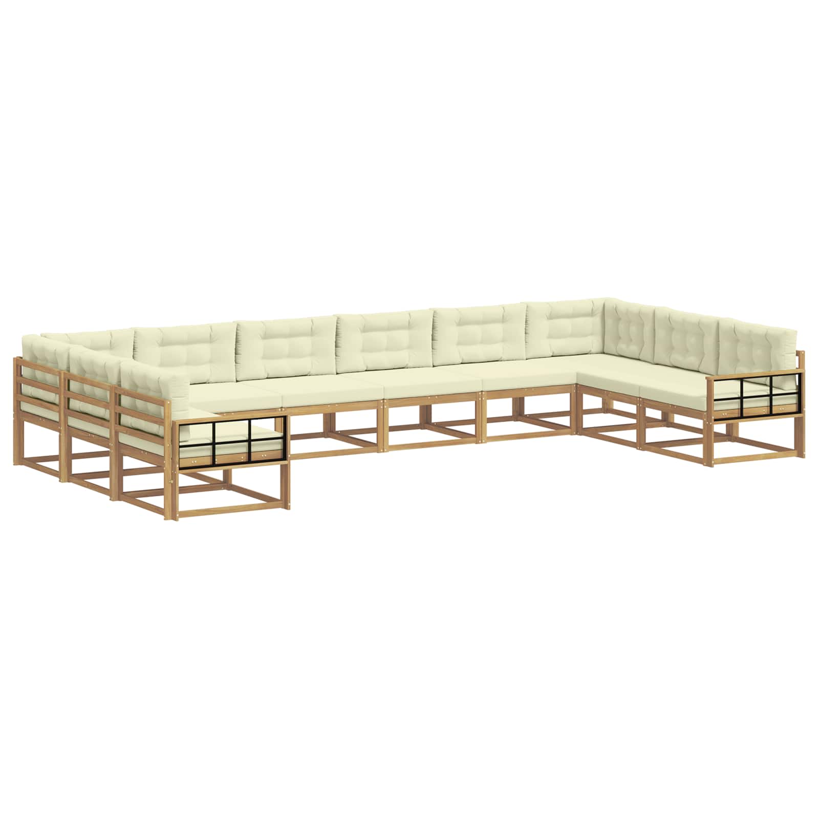Set vanjskih sofa s jastukom 10 pcs Bijela i krem
