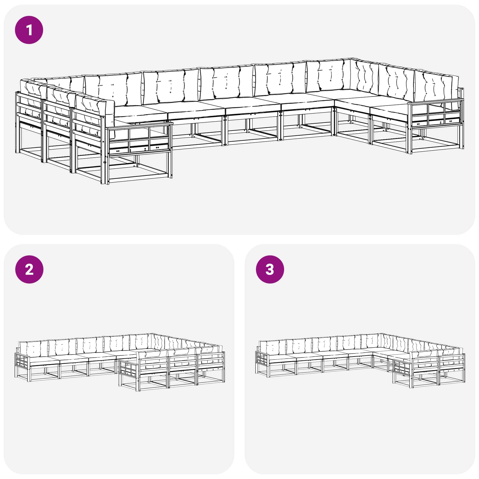 Set vanjskih sofa s jastukom 10 pcs Bijela i svjetlosiva