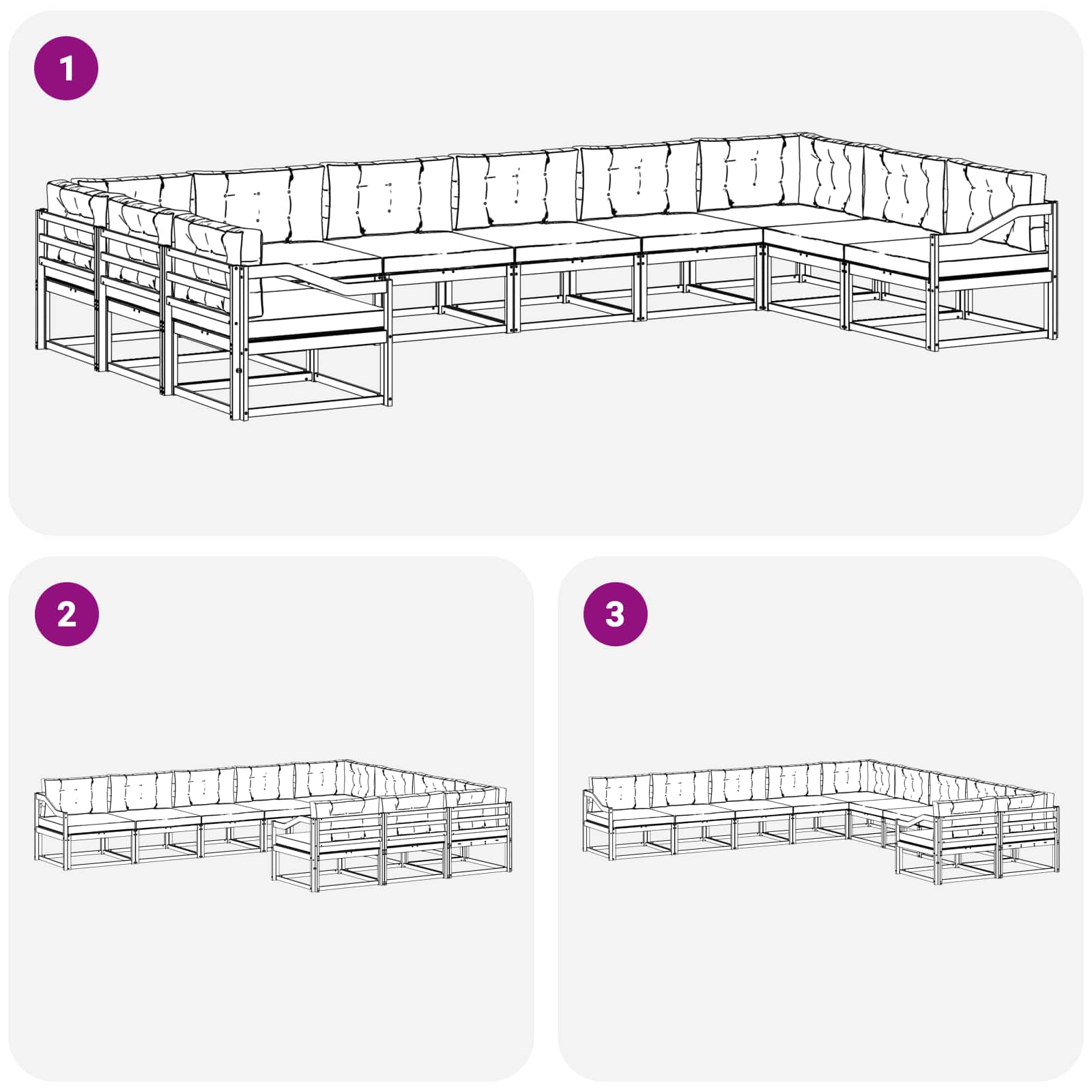 Set vanjskih sofa s jastukom 10 pcs Bijela i antracit