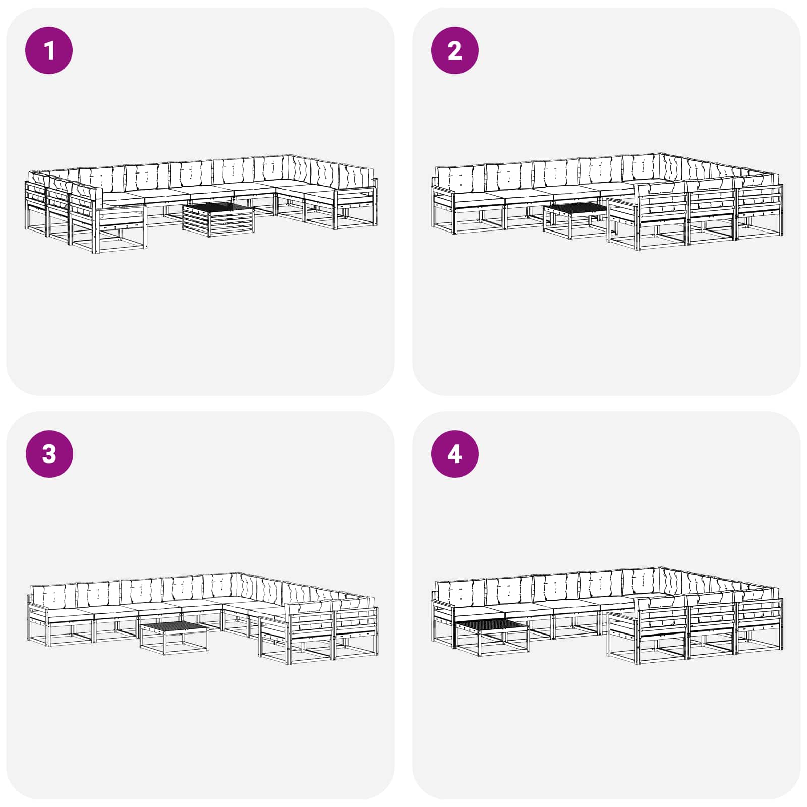Set vanjskih sofa s jastukom 11 pcs Bijela i svjetlosiva