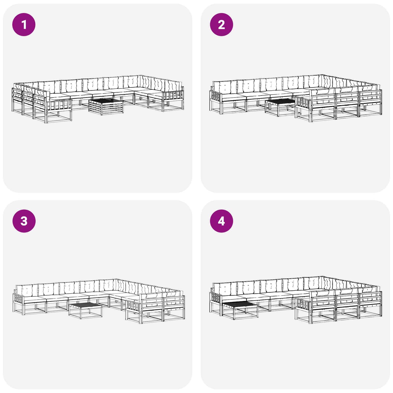 Set vanjskih sofa s jastukom 11 pcs Bijela i svjetlosiva