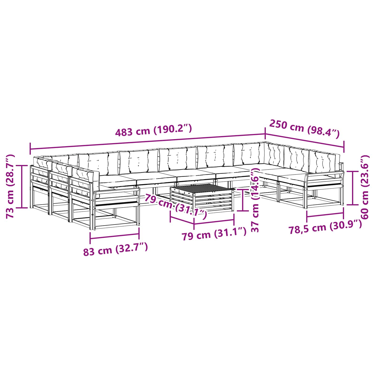 Set vanjskih sofa s jastukom 11 pcs Bijela i svjetlosiva