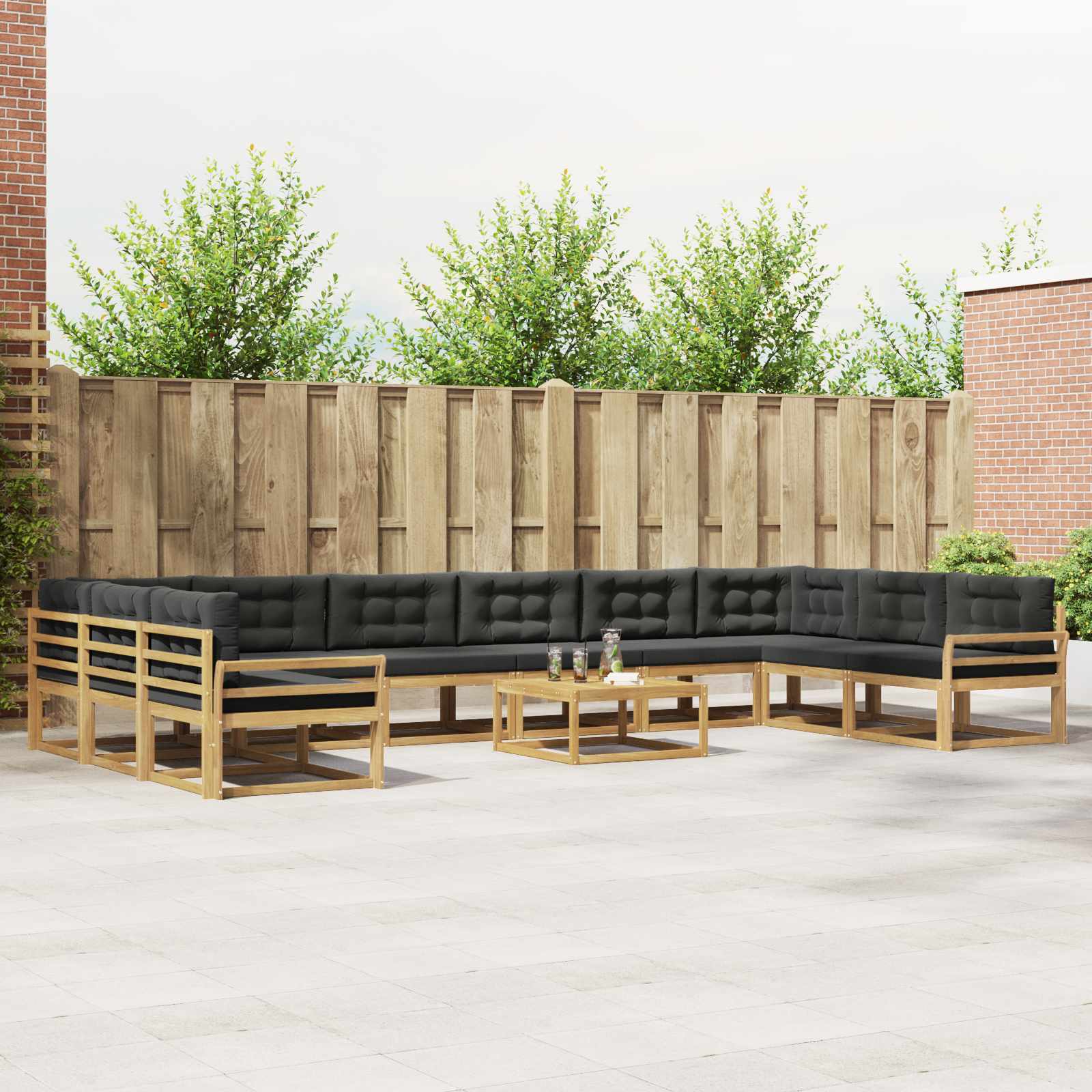 Set vanjskih sofa s jastukom 11 pcs Bijela i antracit