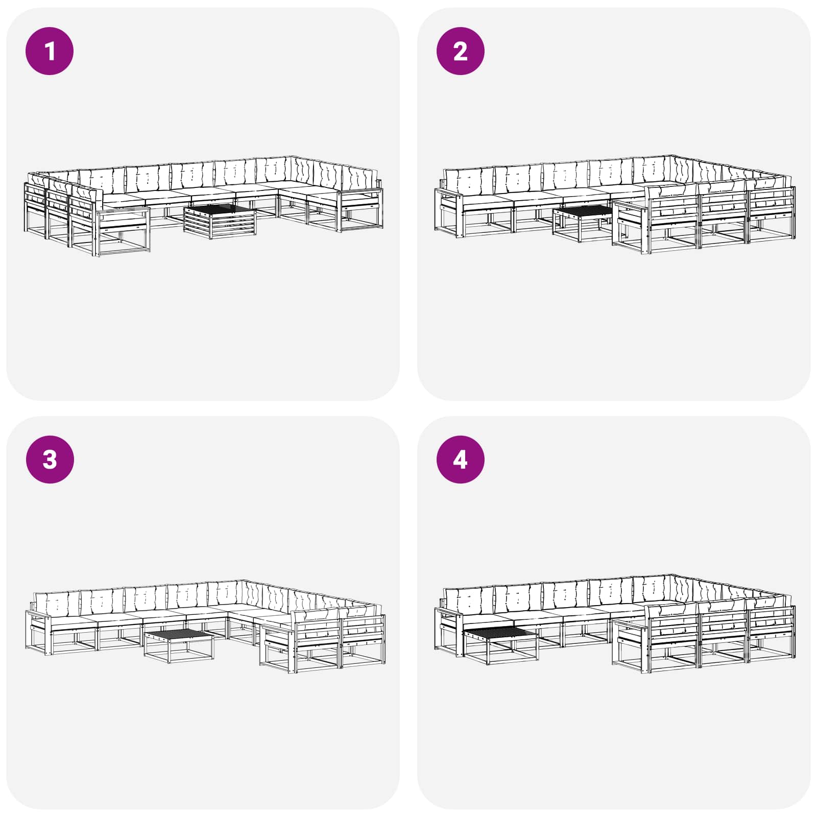 Set vanjskih sofa s jastukom 11 pcs Bijela i bež