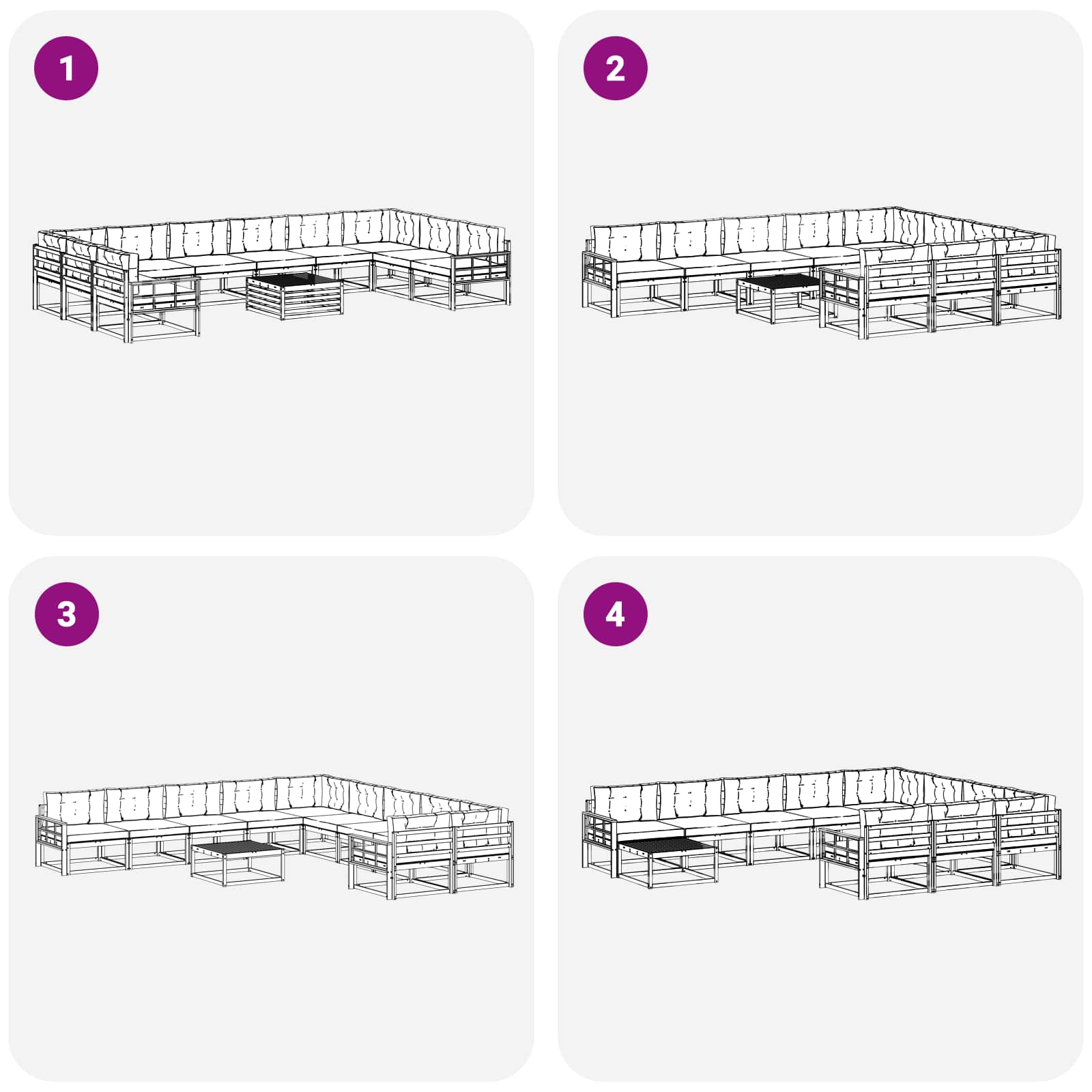 Set vanjskih sofa s jastukom 11 pcs Bijela i antracit