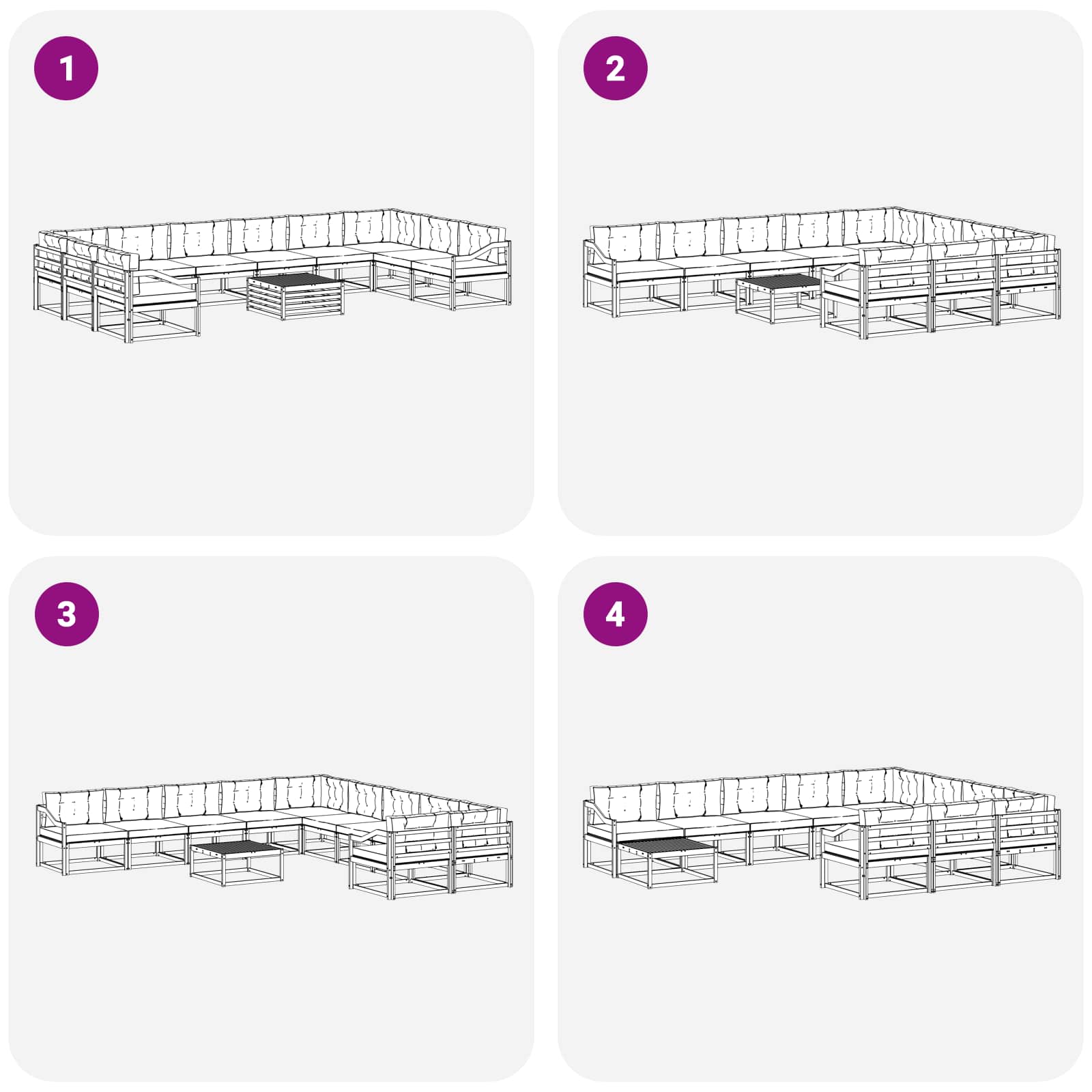 Set vanjskih sofa s jastukom 11 pcs Bijela i svjetlosiva