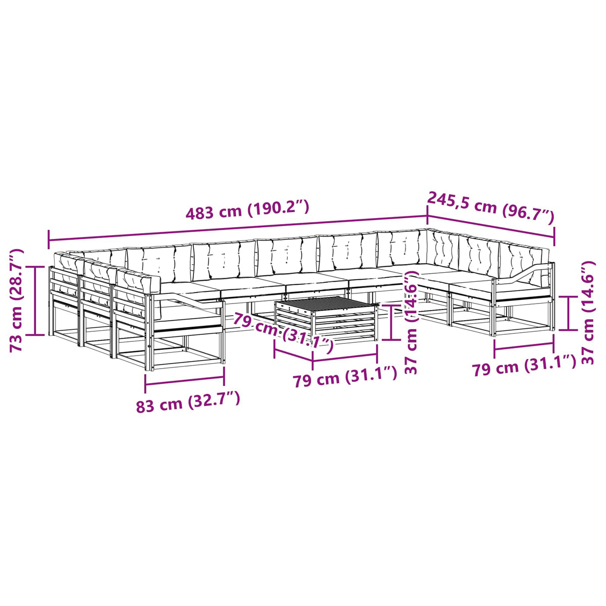 Set vanjskih sofa 11 kom. Bijela i bež