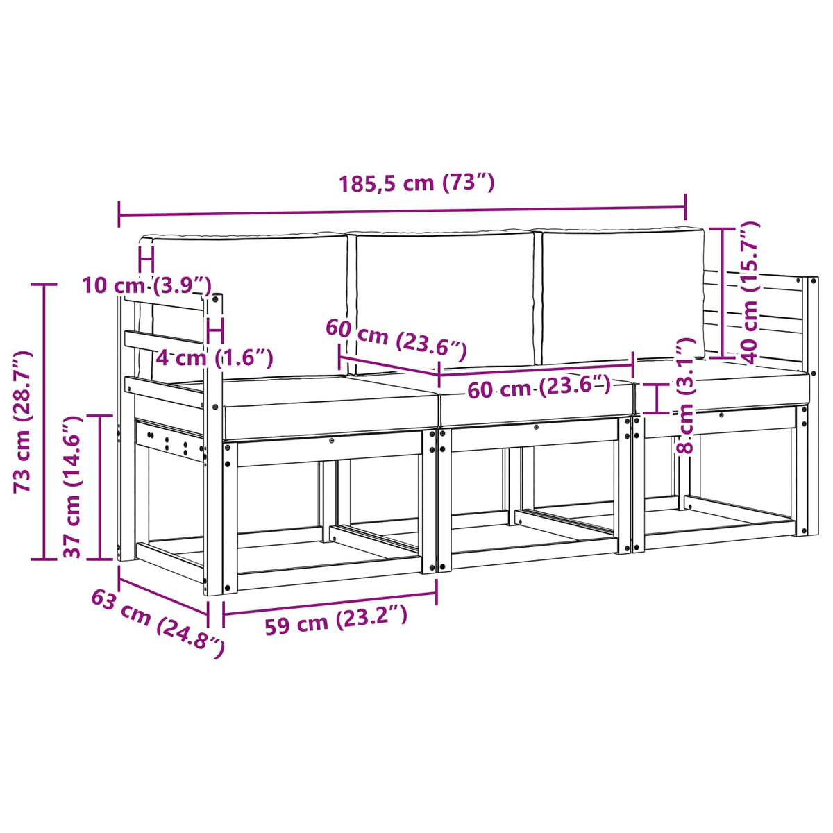 Set vanjskih sofa 3 kom.