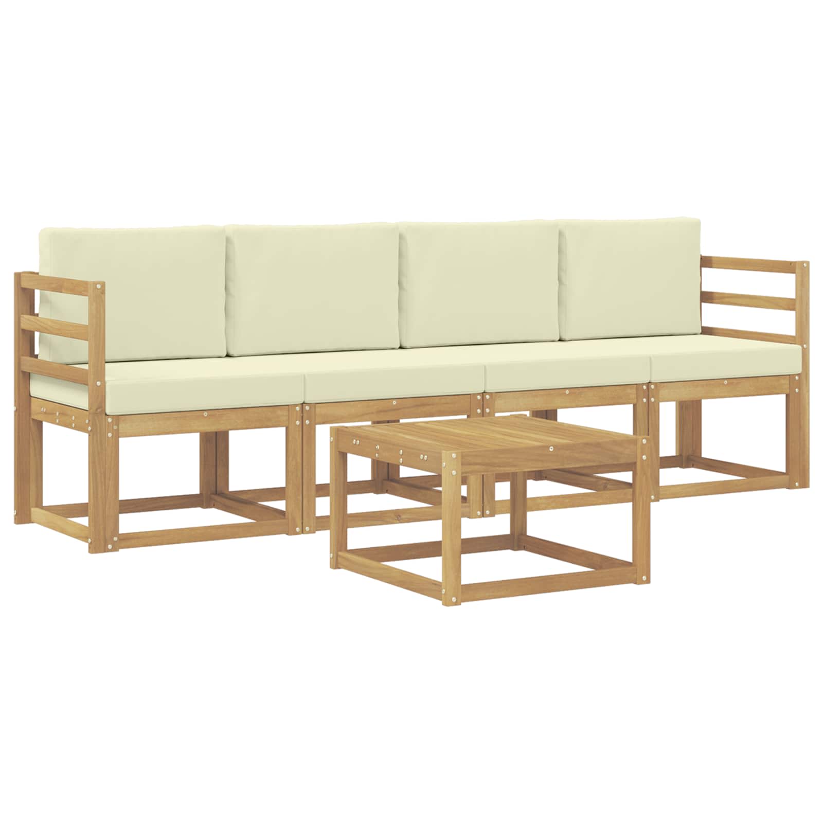 Set vanjskih sofa s jastukom 5 pcs Bijela i krem