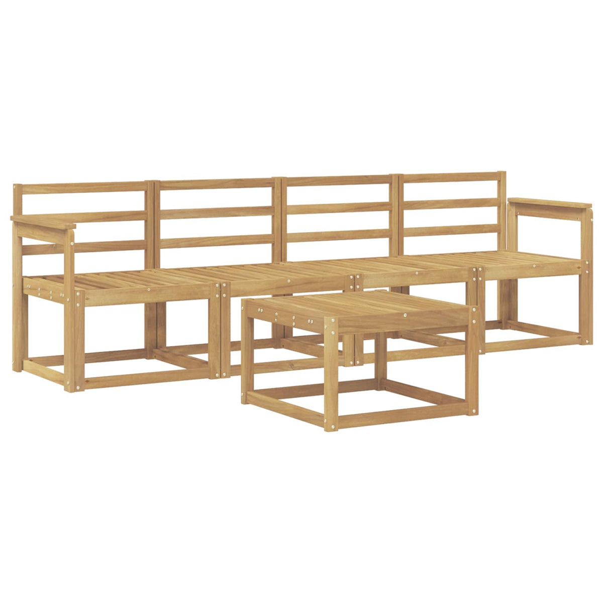 Set vanjskih sofa 5 kom. Bijela Čvrsto drvo akacije