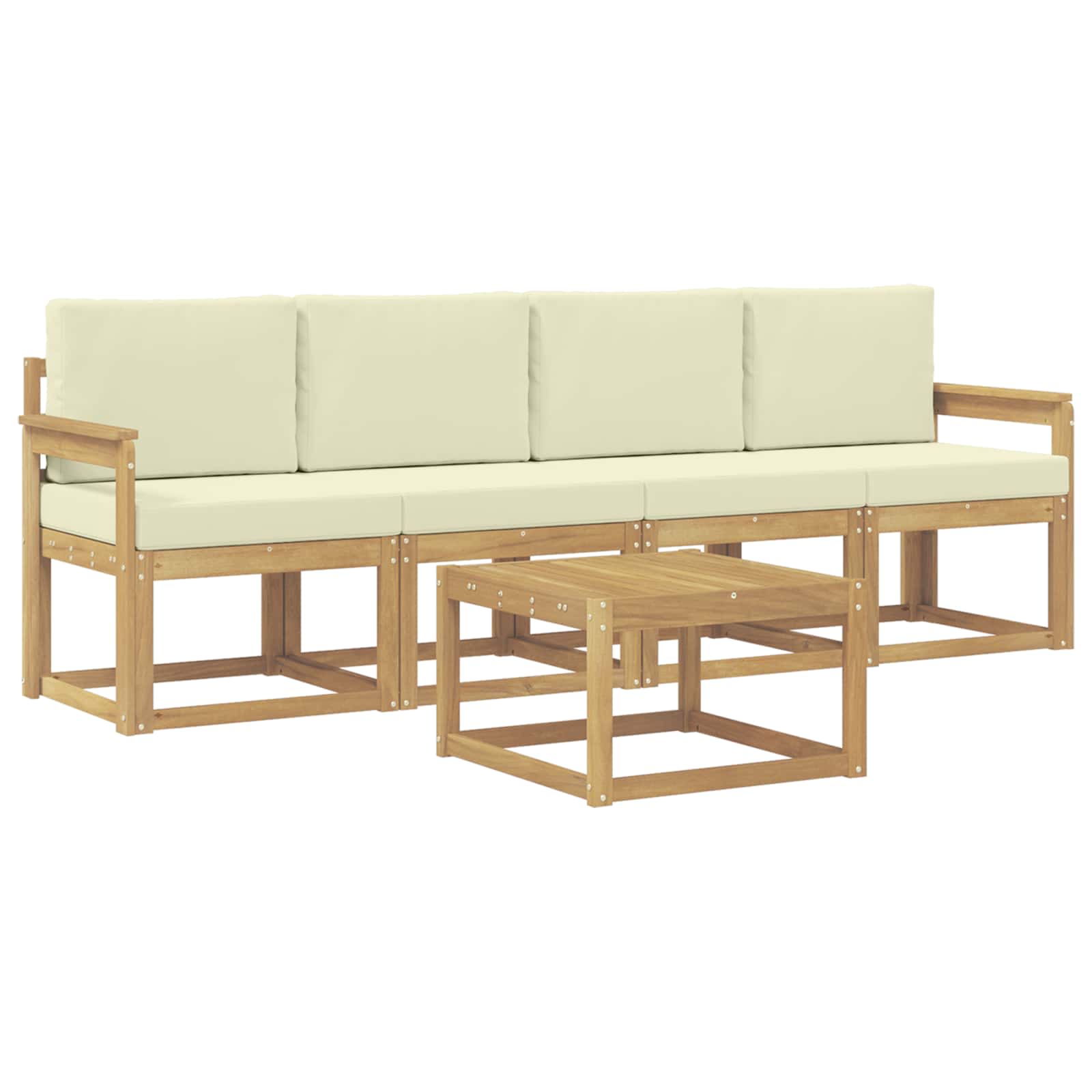 Set vanjskih sofa s jastukom 5 pcs Bijela i krem
