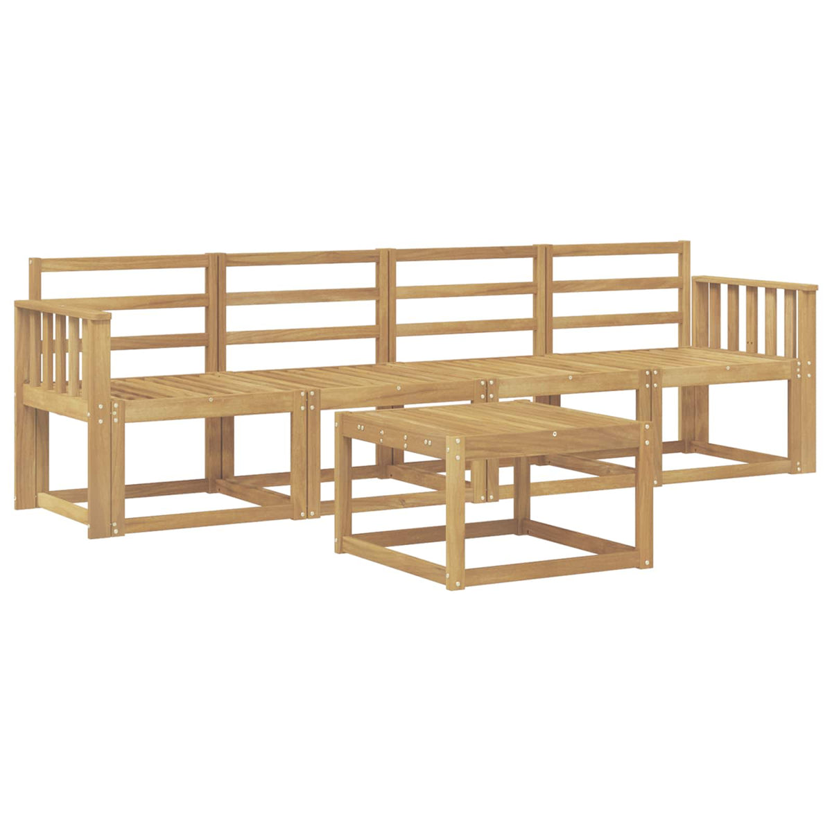 Set vanjskih sofa 5 kom. Bijela Čvrsto drvo akacije