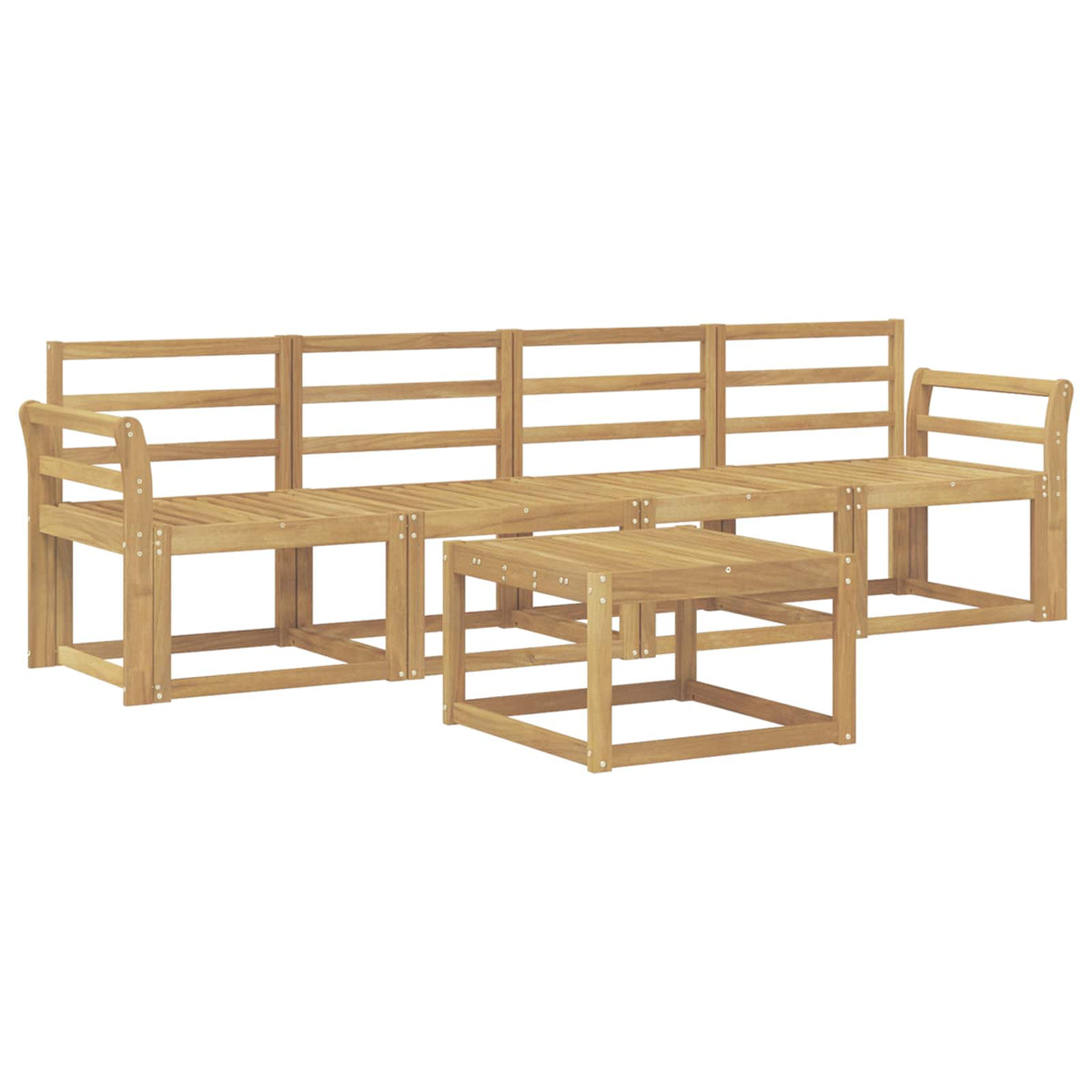 Set vanjskih sofa 5 kom. Bijela Čvrsto drvo akacije