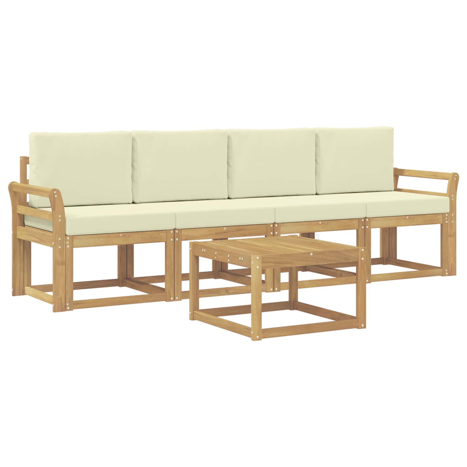 Set vanjskih sofa s jastukom 5 pcs Bijela i krem