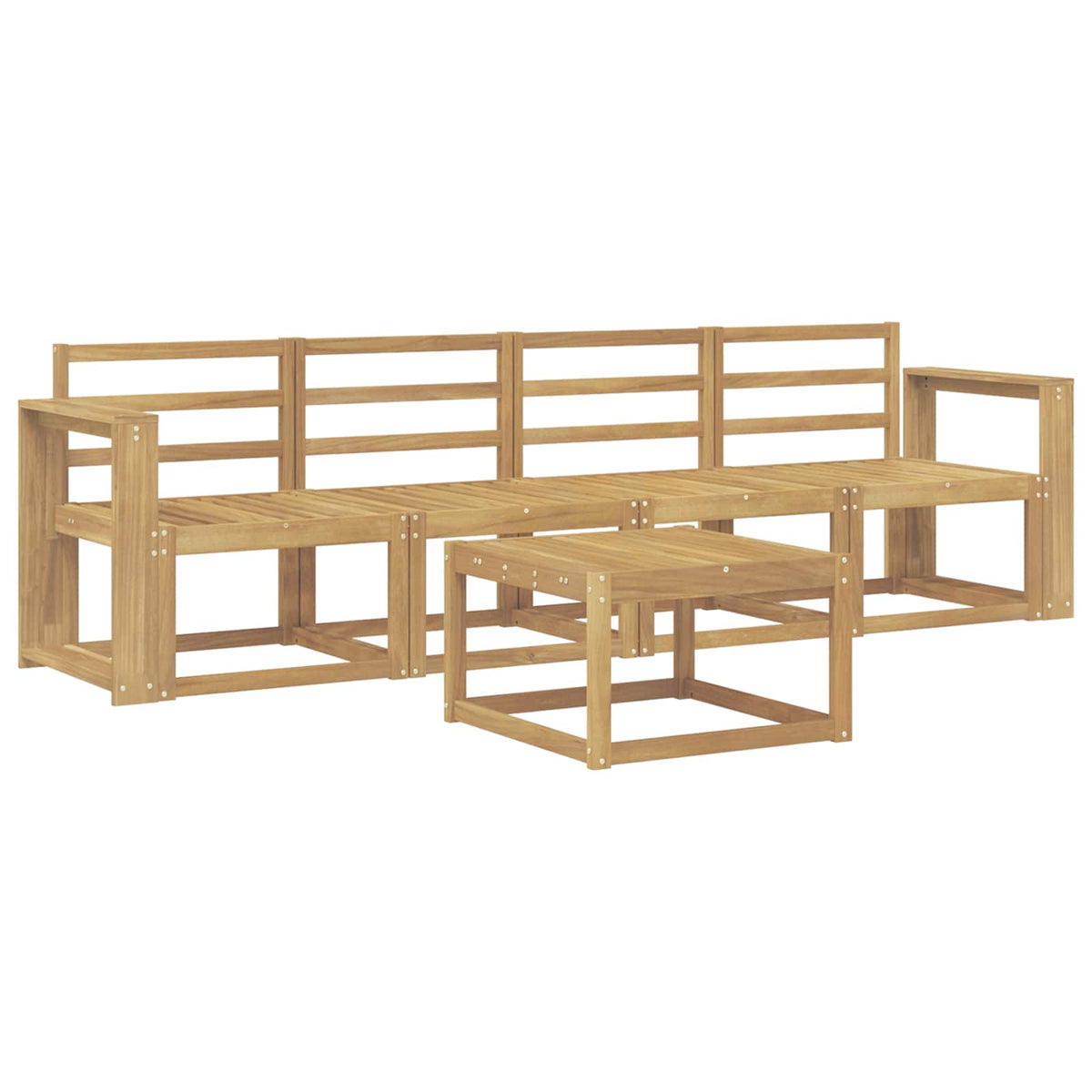 Set vanjskih sofa 5 kom. Bijela Čvrsto drvo akacije