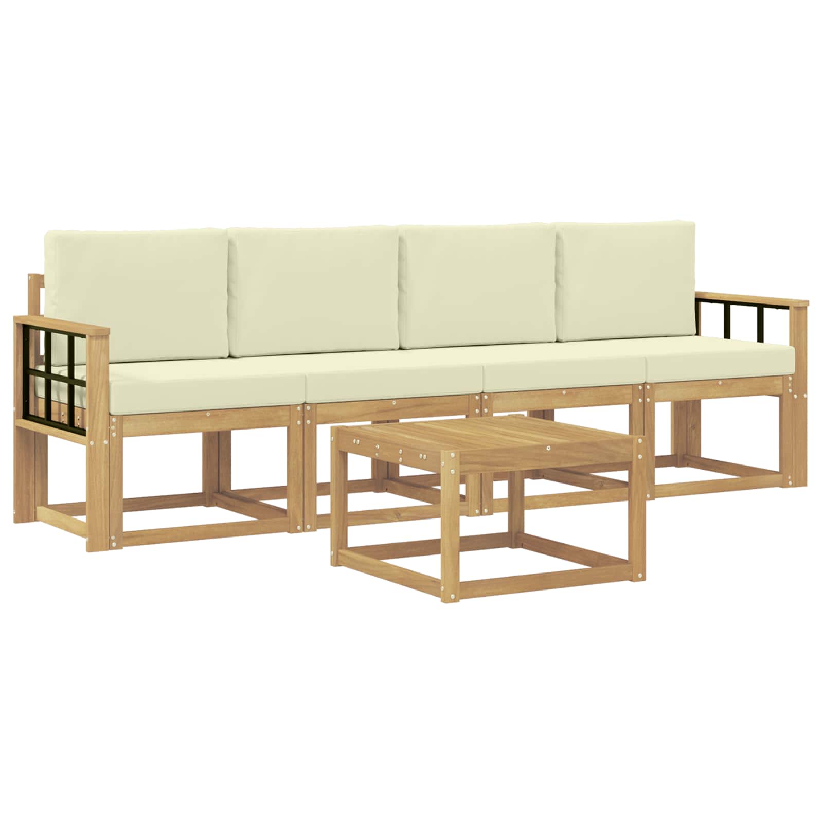 Set vanjskih sofa s jastukom 5 pcs Bijela i krem