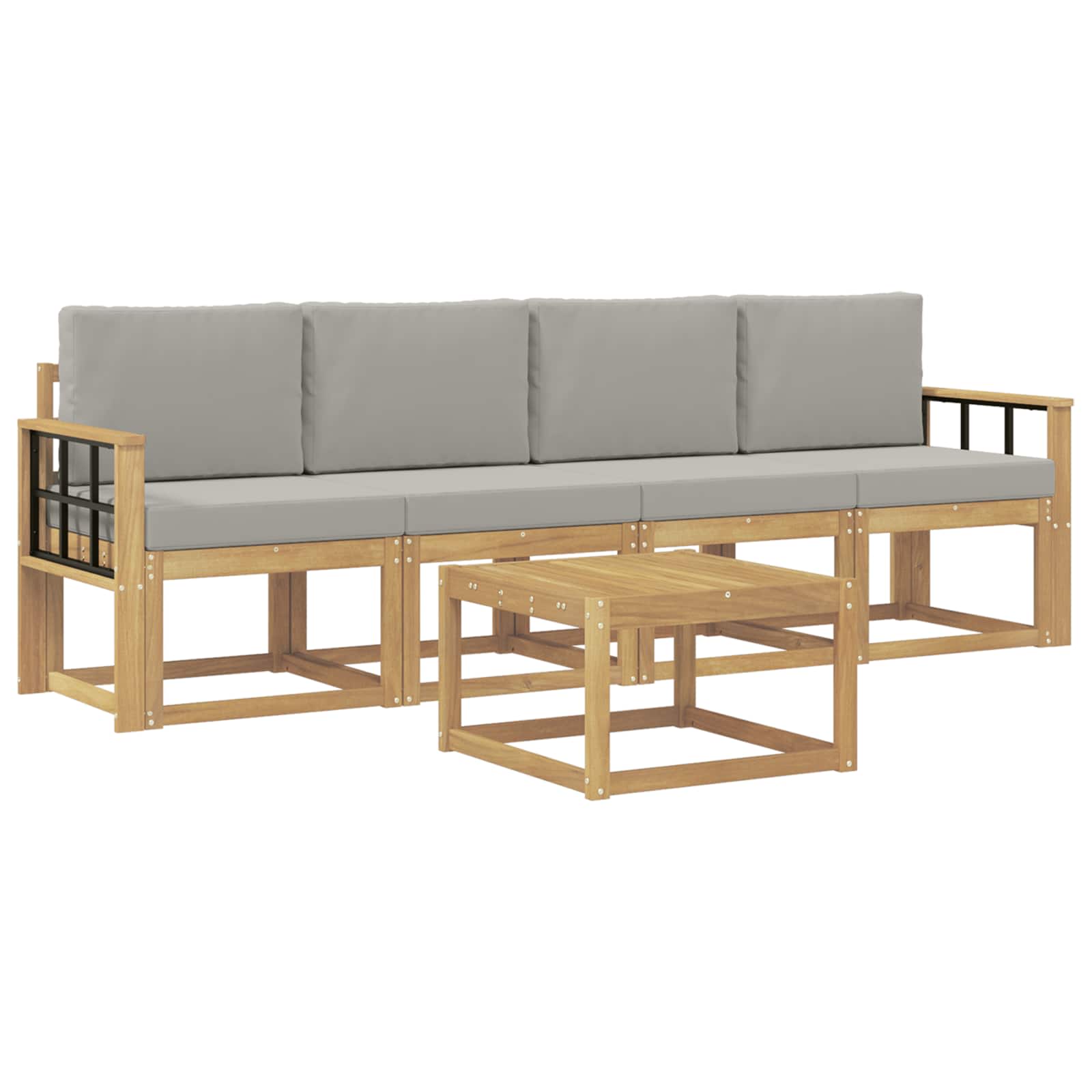 Set vanjskih sofa 5 pcs Bijela i svjetlosiva 59 x 59 x 37 cm