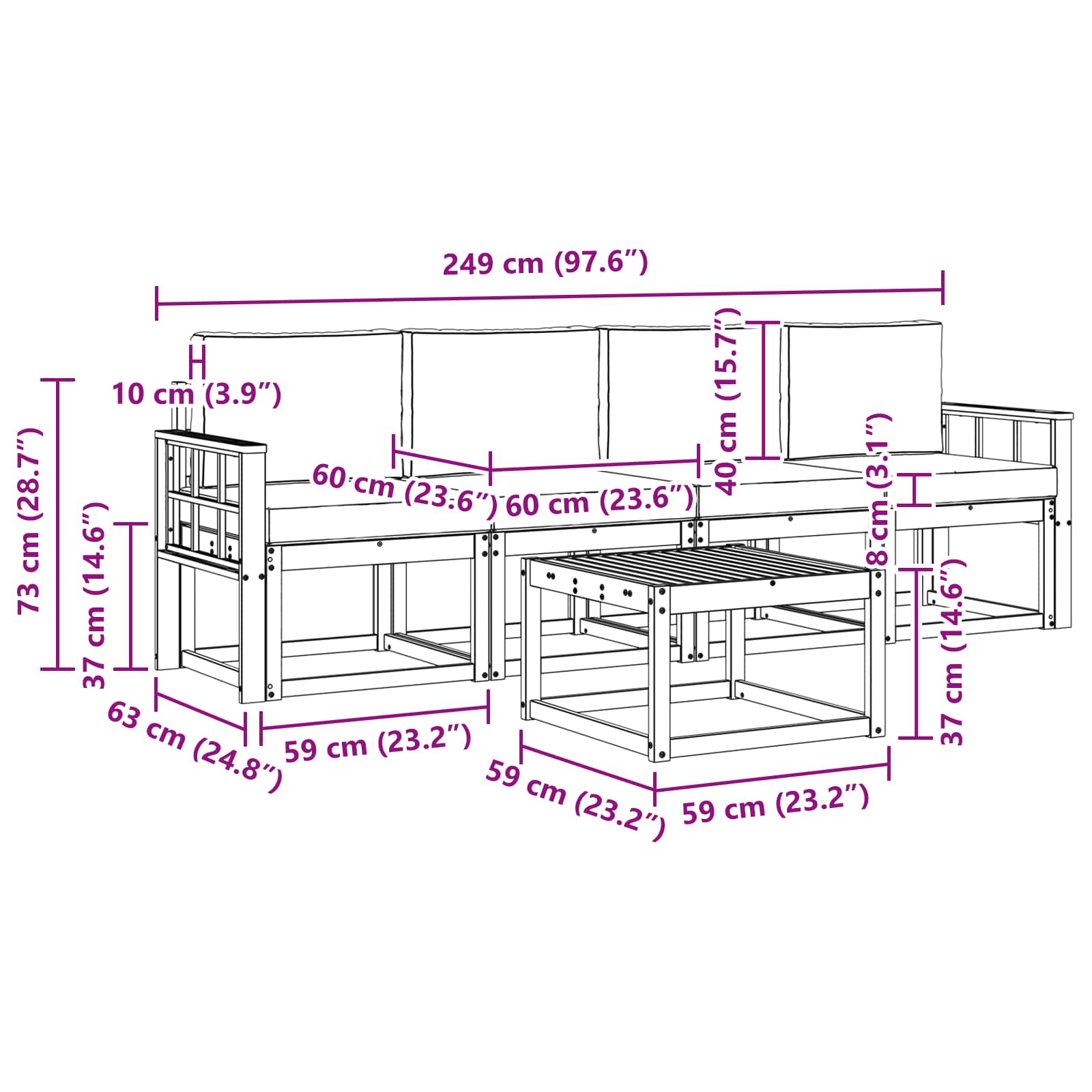 Set vanjskih sofa s jastukom 5 pcs Bijela i antracit