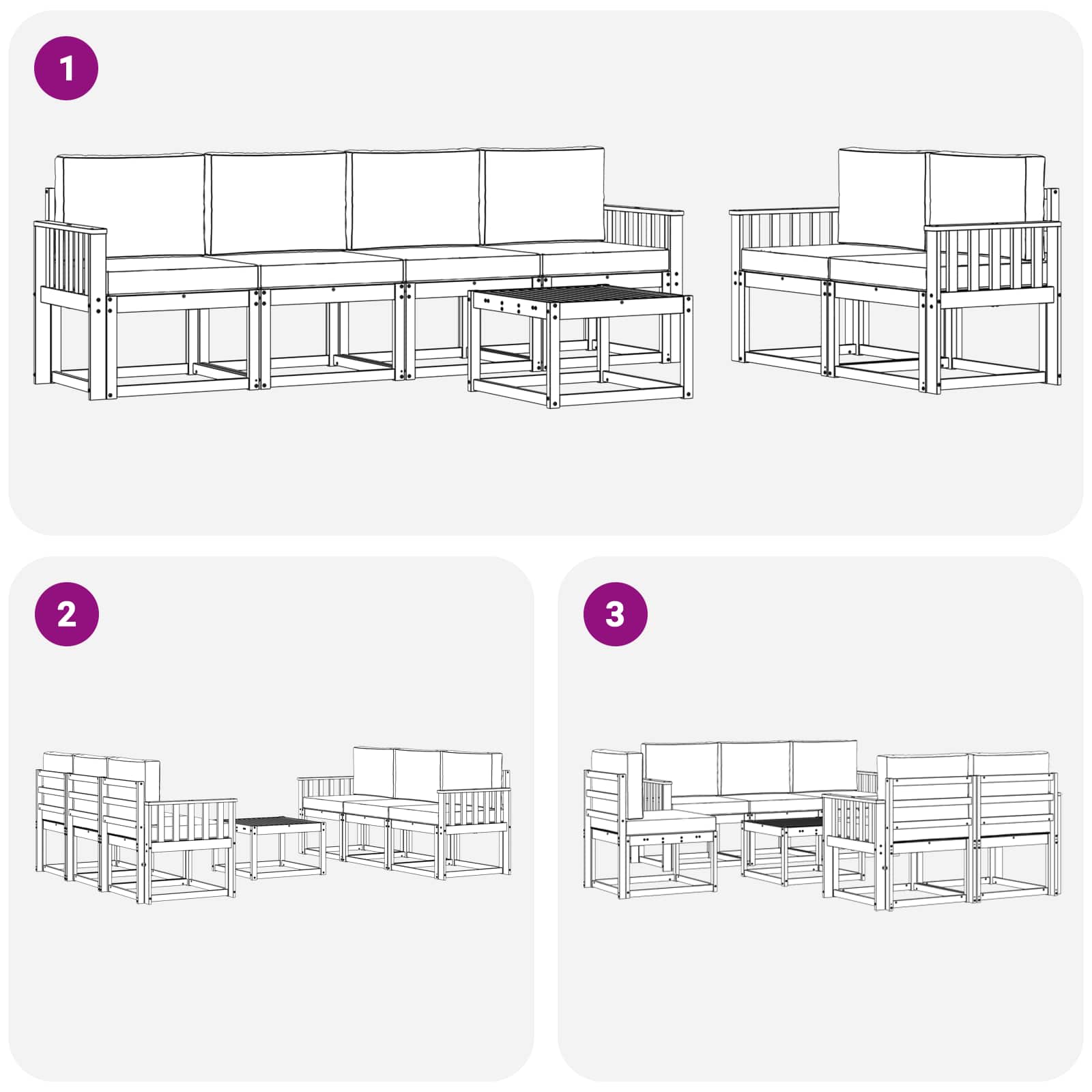 Set vanjskih sofa s jastukom 7 pcs Bijela i antracit