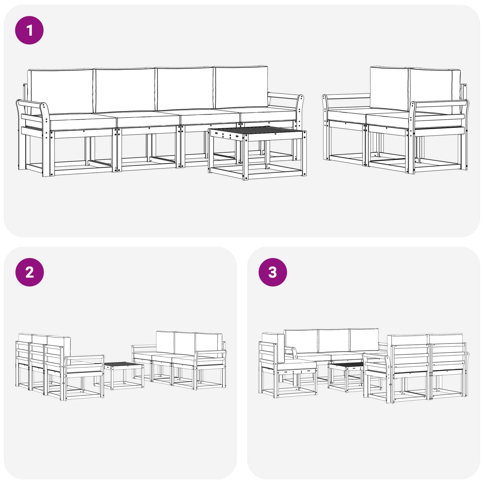 Set vanjskih sofa s jastukom 7 pcs Bijela i krem
