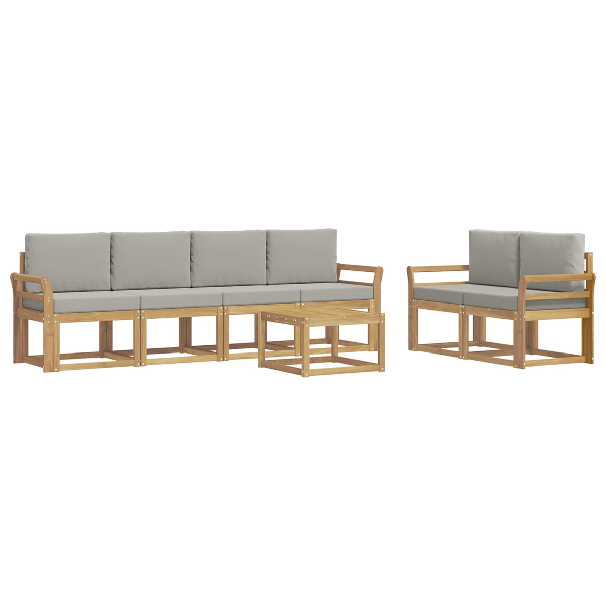 Set vanjskih sofa 7 kom. Bijela i svjetlosiva Poliester Smeđa 59 x 59 x 37 cm
