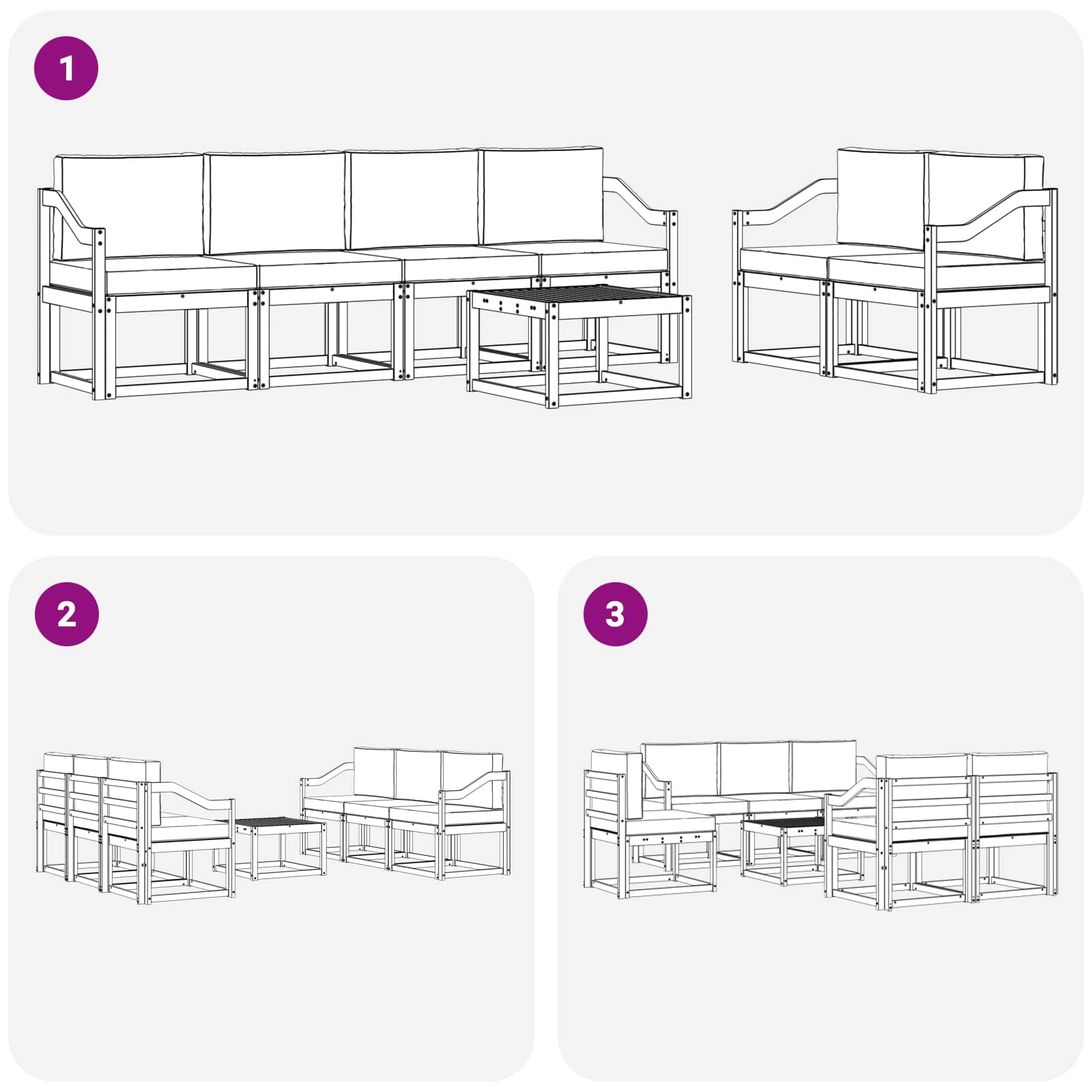 Set vanjskih sofa s jastukom 7 pcs Bijela i krem